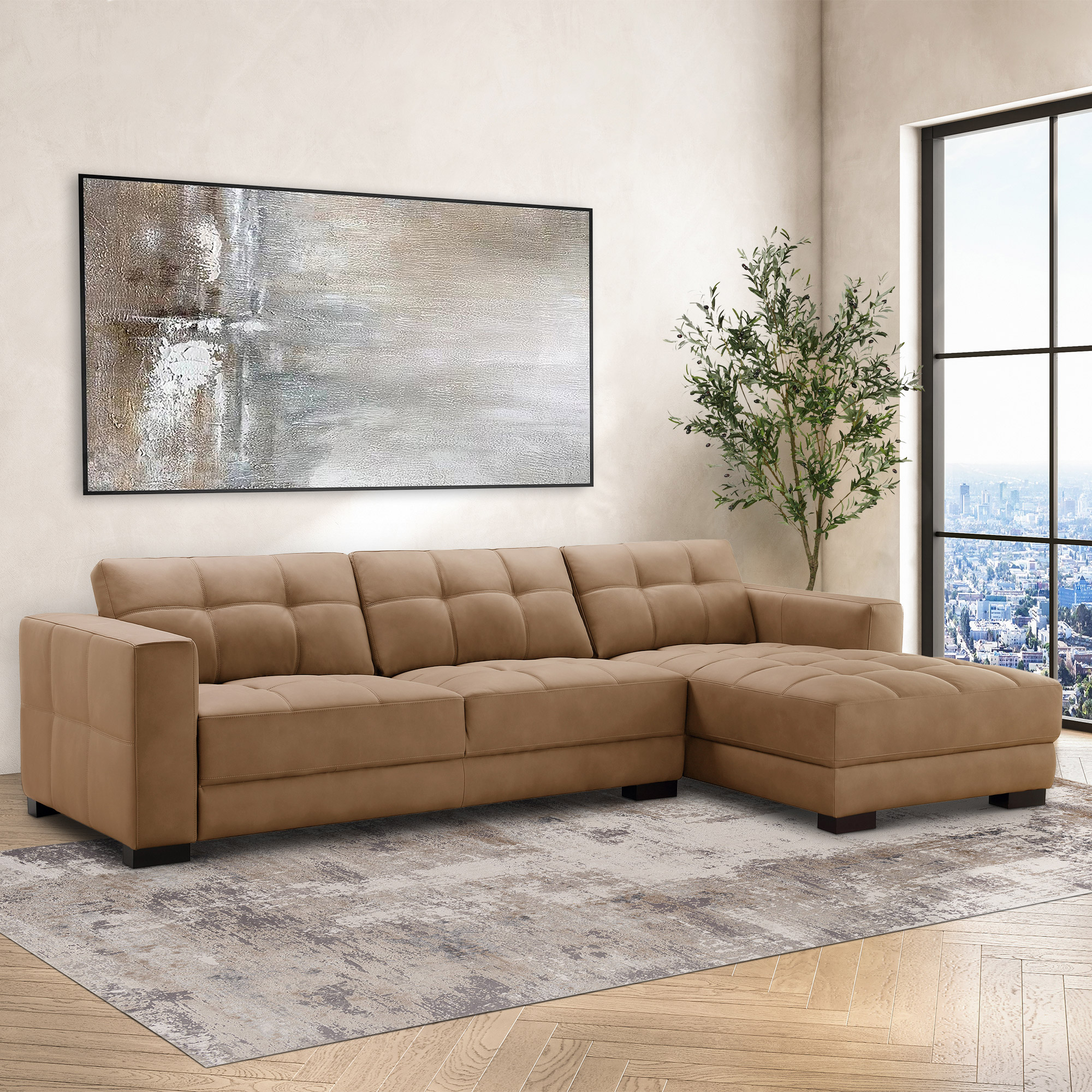 Klyden 2-piece Leather Chaise Sectional | Costco