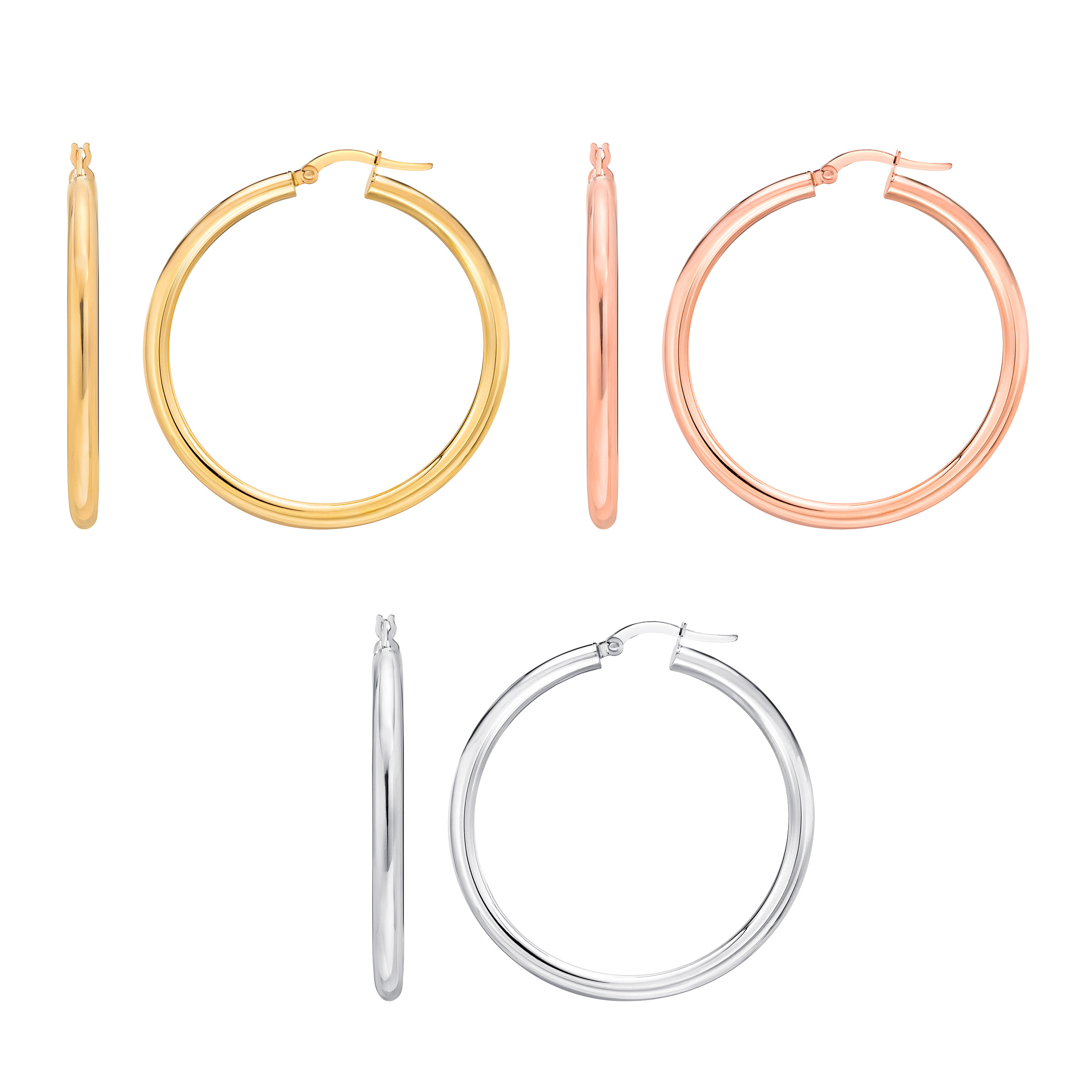 High Polish Round Hoop Gold Earrings