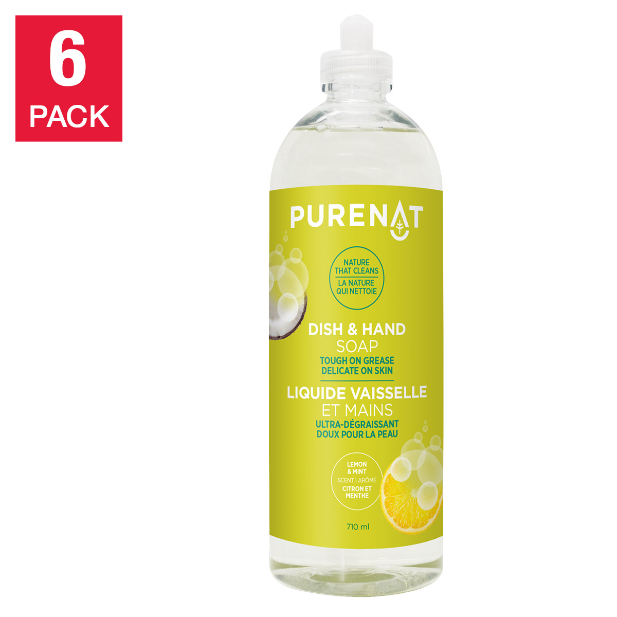 Purenat Dish and Hand Soap, 6 x 710 ml