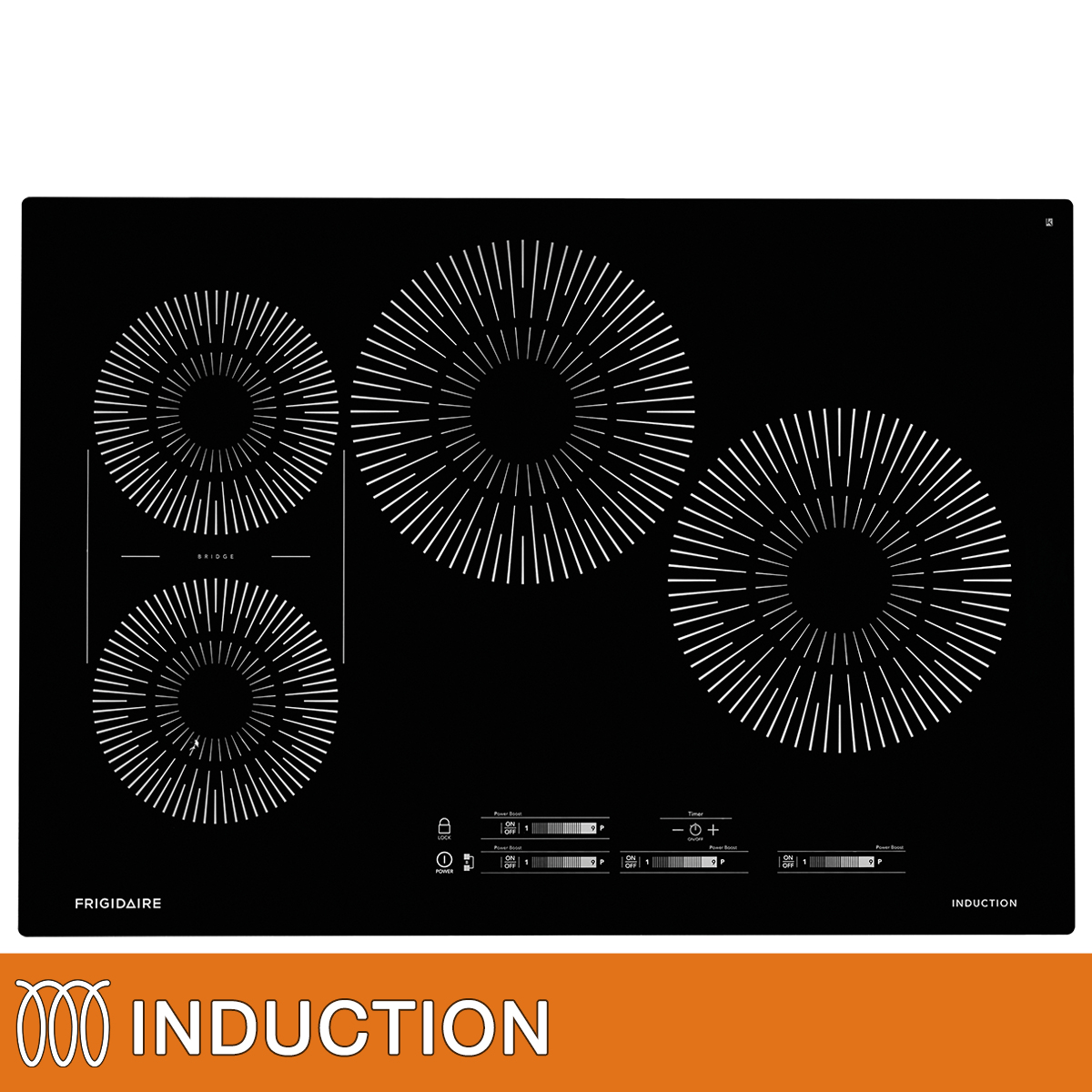Frigidaire 30 in Induction Black 4 Element Cooktop with Pan Detection