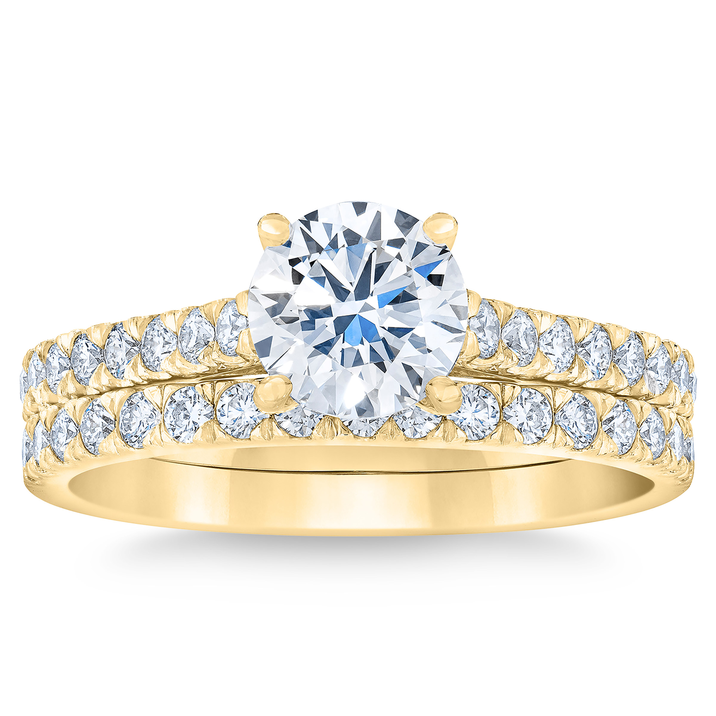 1.47 ctw Round Brilliant Cut, Clarity VS1, Colour G, Diamond Wedding Set