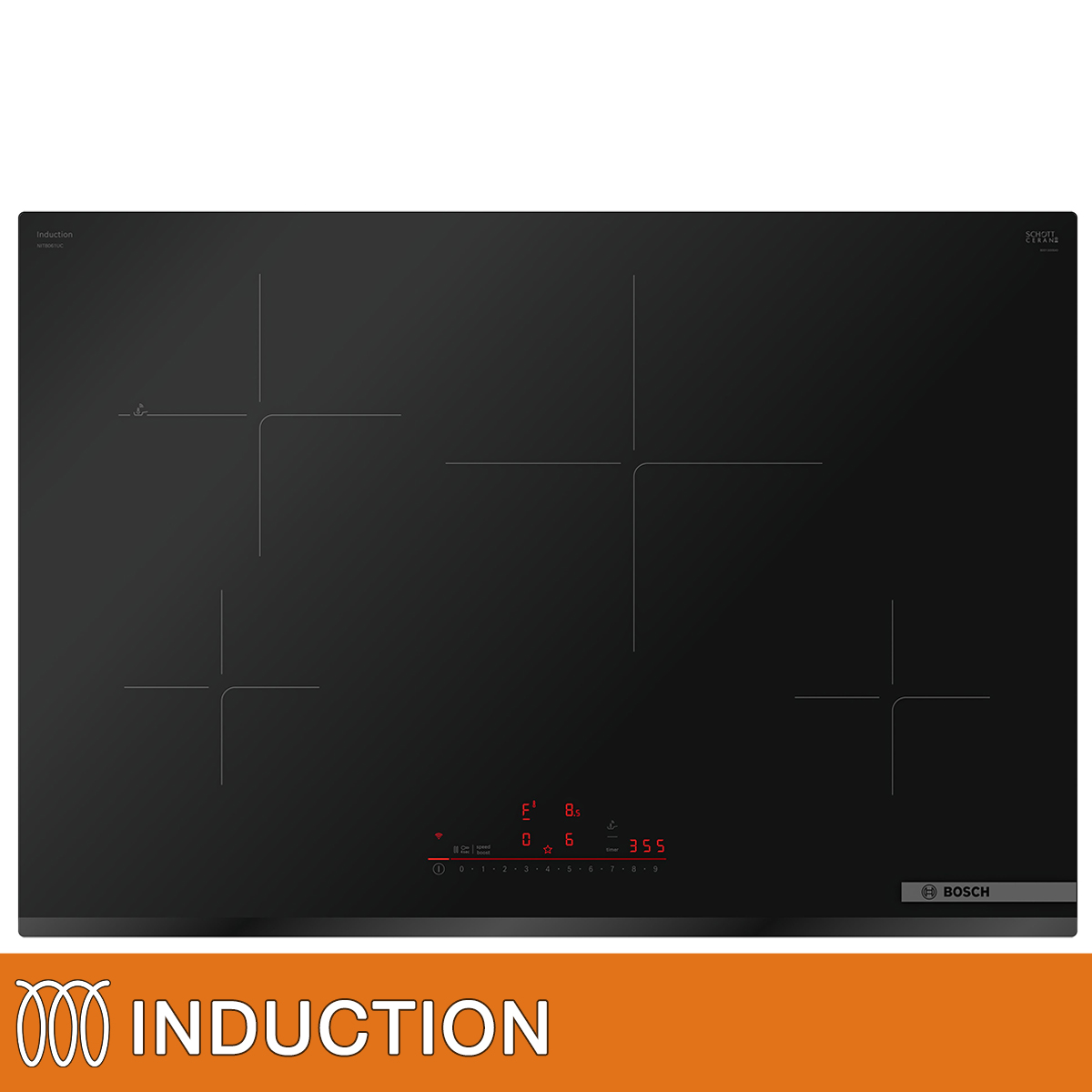 Bosch 800 Series 30 in. Black Induction 4 Burner Cooktop