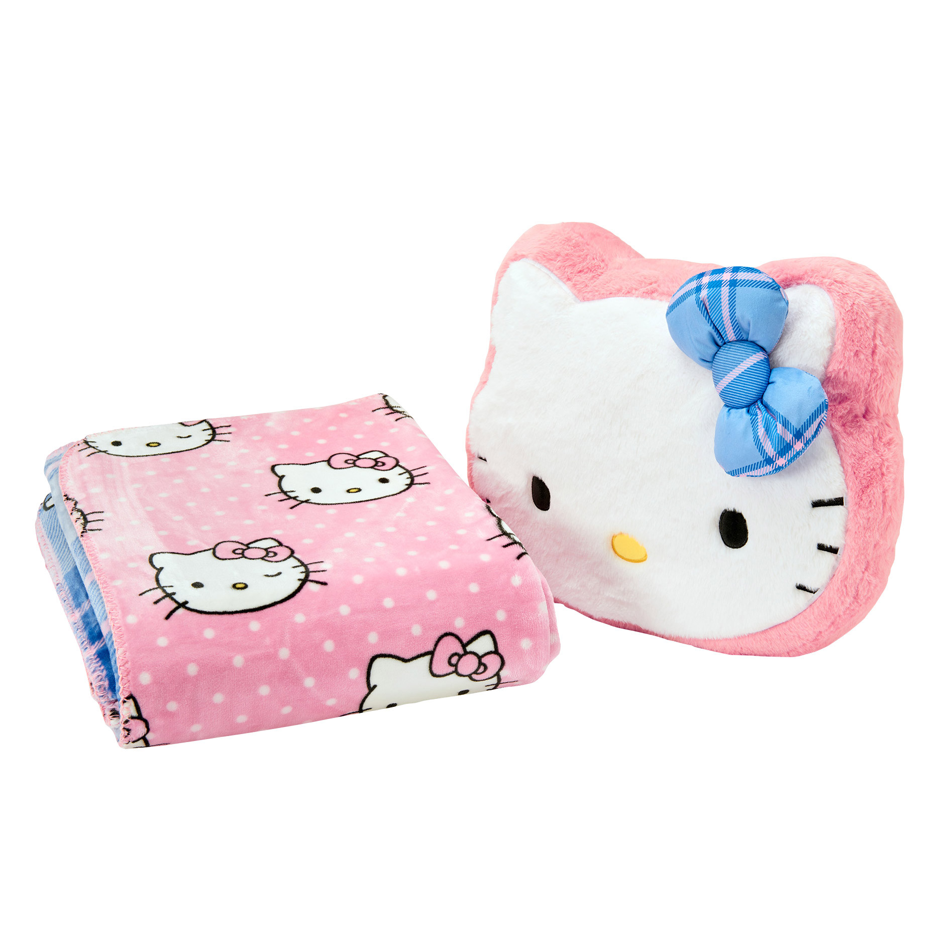 Hello Kitty Faux Fur Pillow & Reversible Throw Set