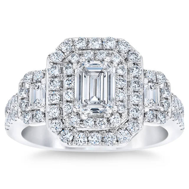 PLATINUM VS2 I 1.46CTW EMERALD CUT DIAMOND RING (0.70CTR)