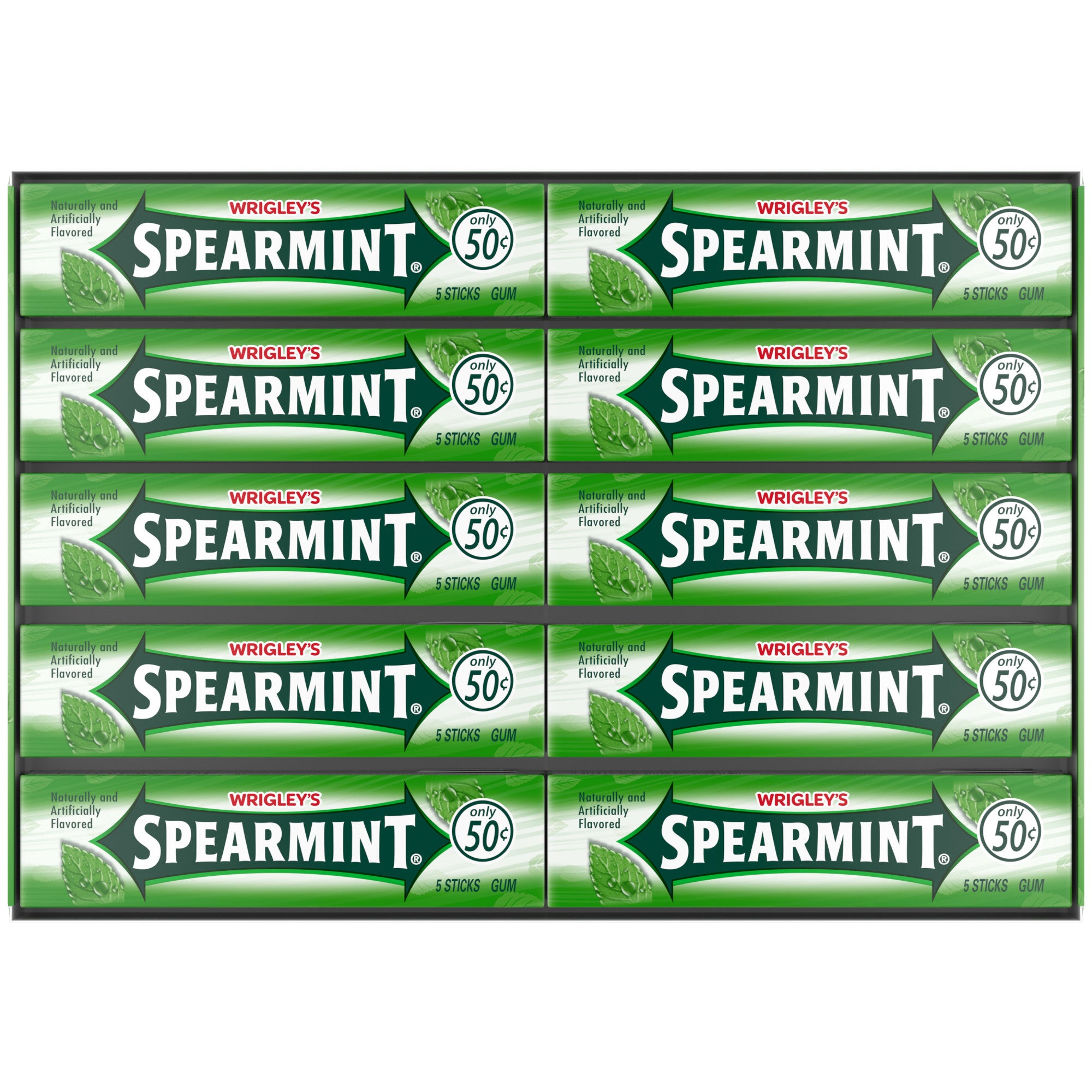 spearmint chewing tobacco Wrigley's Spearmint Chewing Gum, Original 50 Cent Gum, 5 Sticks, 40 ct