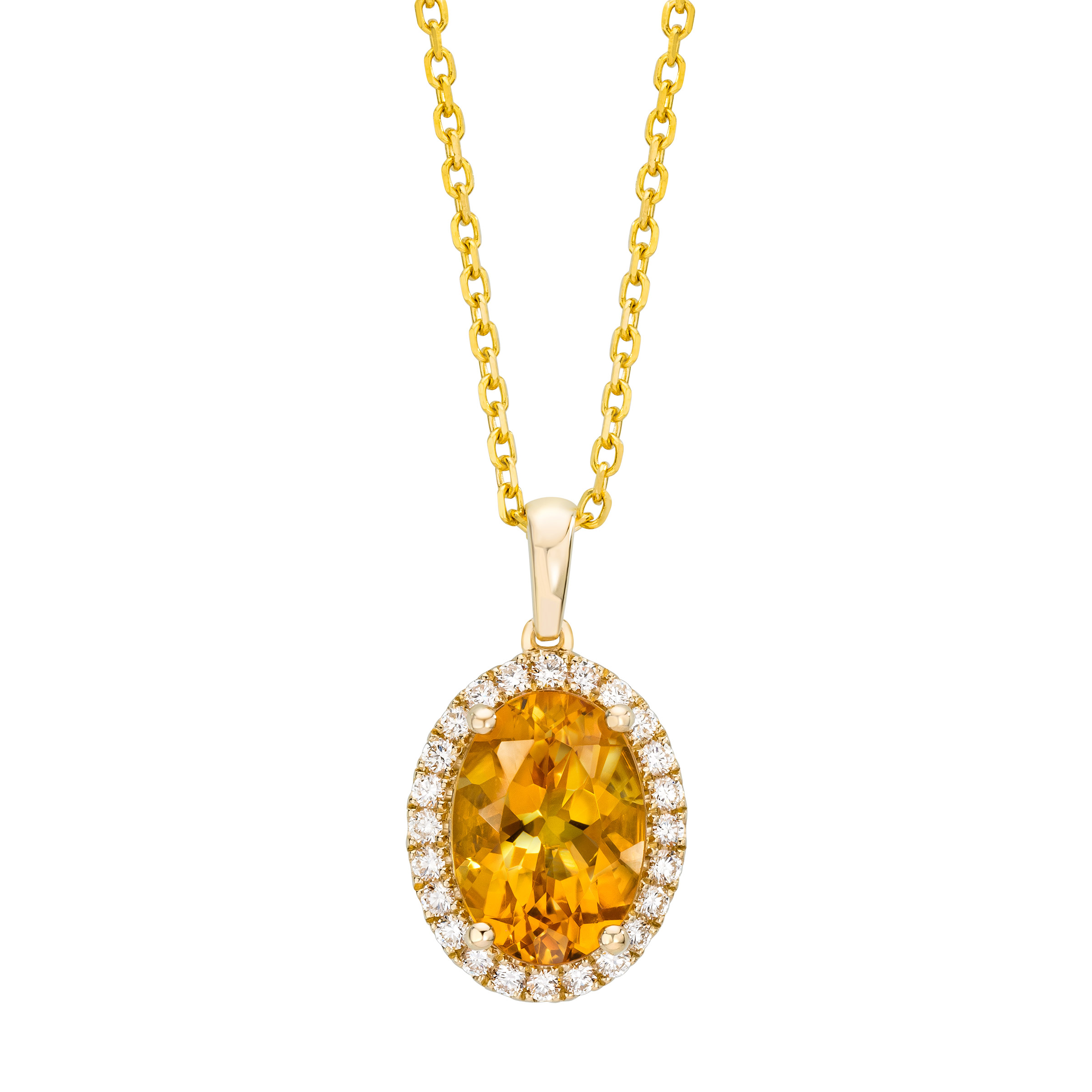 Oval Cut Citrine and Diamond Pendant (0.30 ctw)