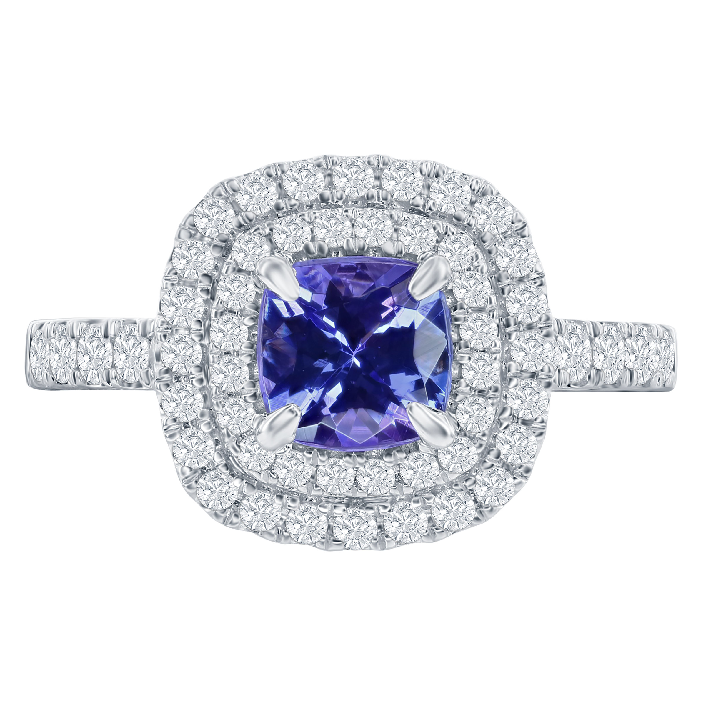 Cushion Cut Tanzanite and Diamond Ring (0.59 ctw)