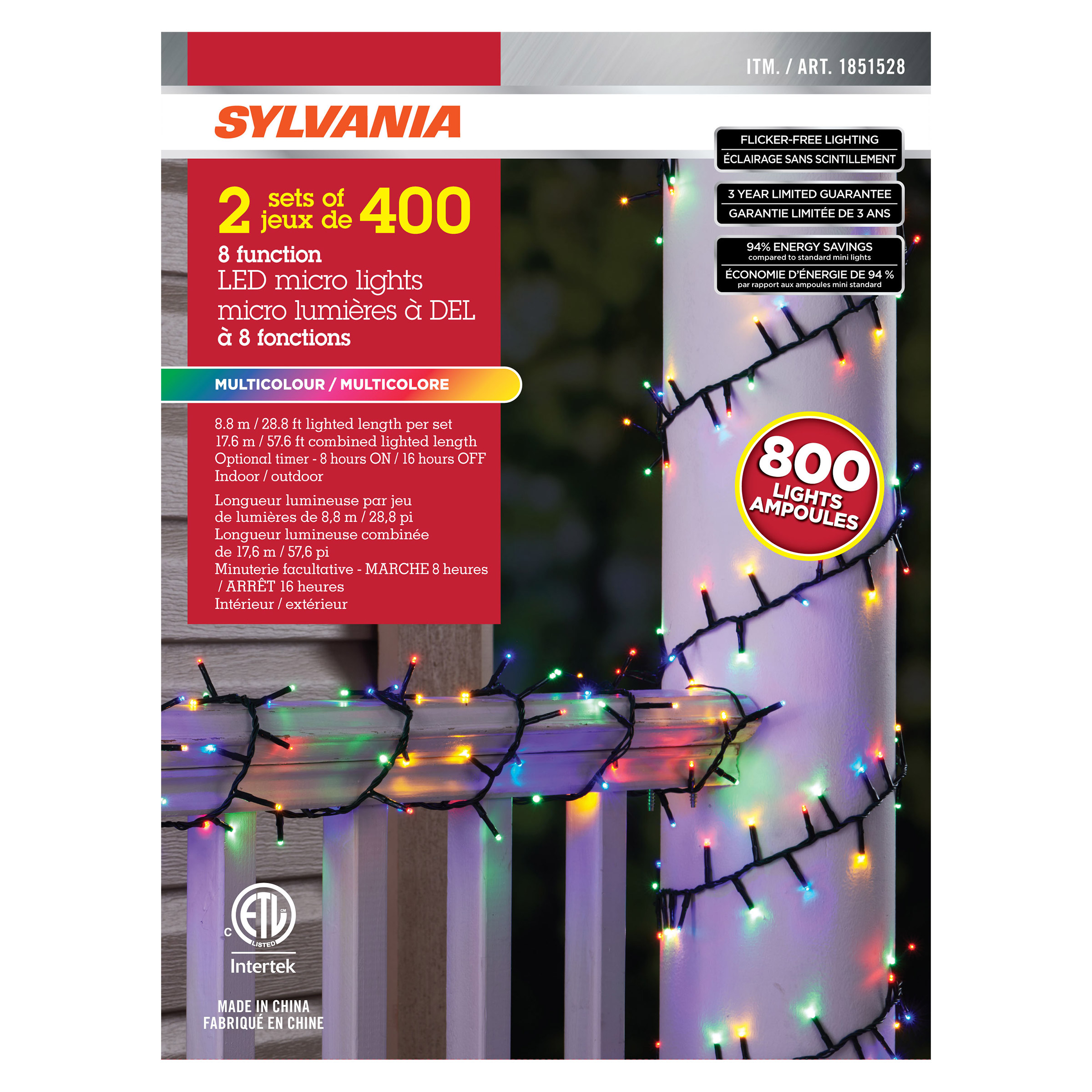 Sylvania 2 x 400 Multi Micro LED Christmas Lights