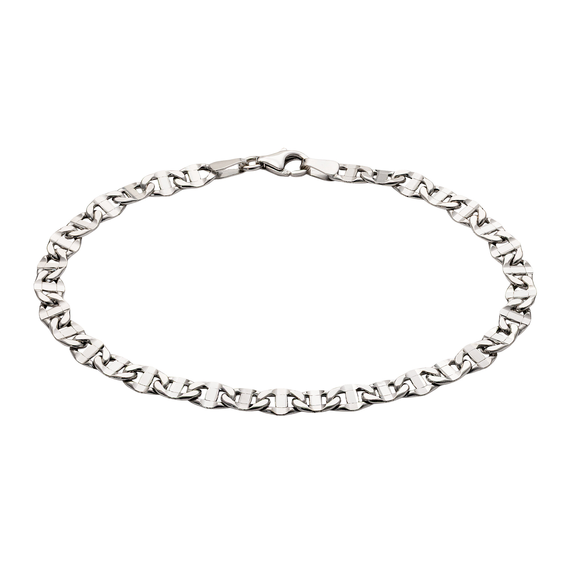 High Polish Mariner Link Bracelet in White Gold