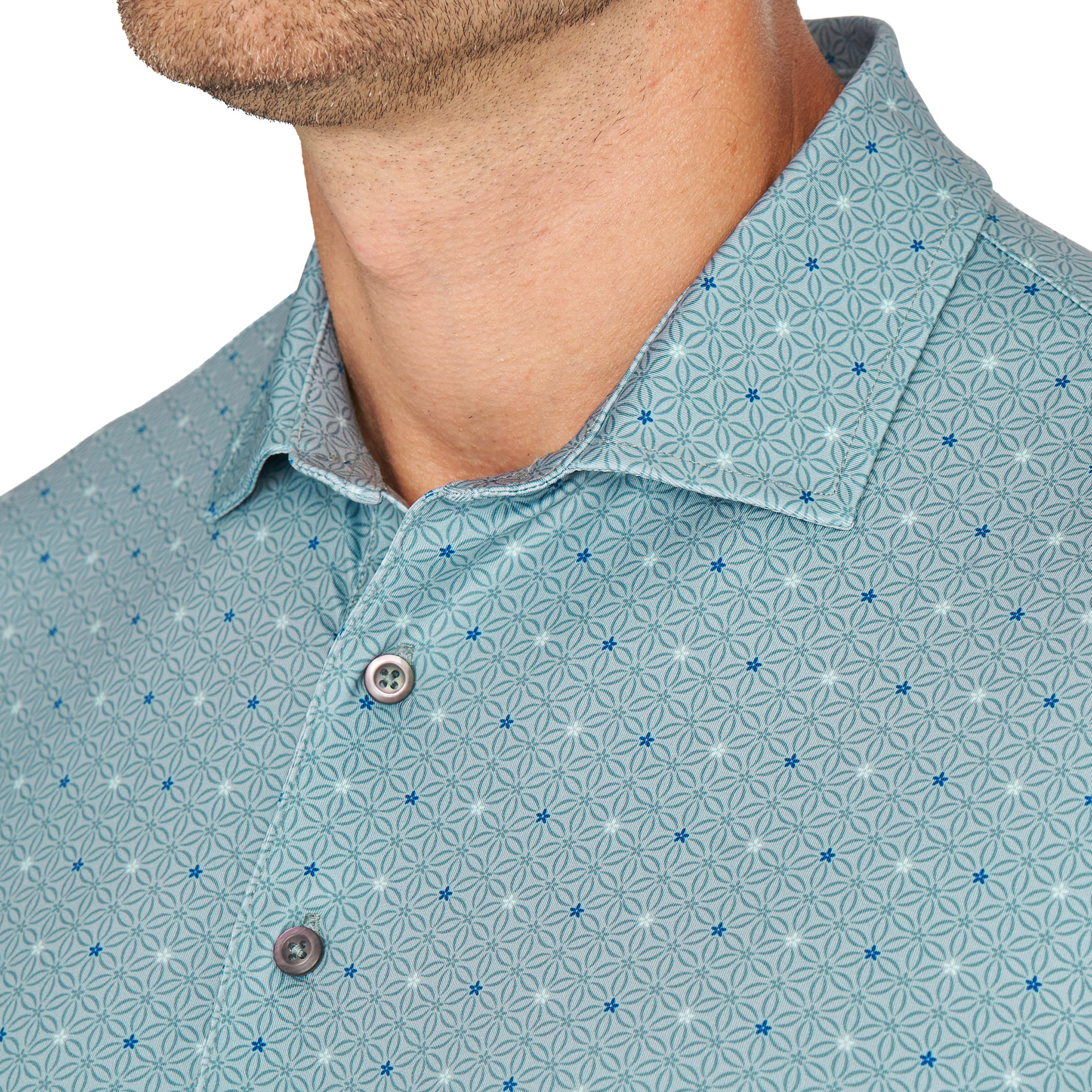 blue and green dress shirt Men's Green w/ Grids Long Sleeve Dress Shirt, Stain Repellent, Wrinkle Resistant main image 1