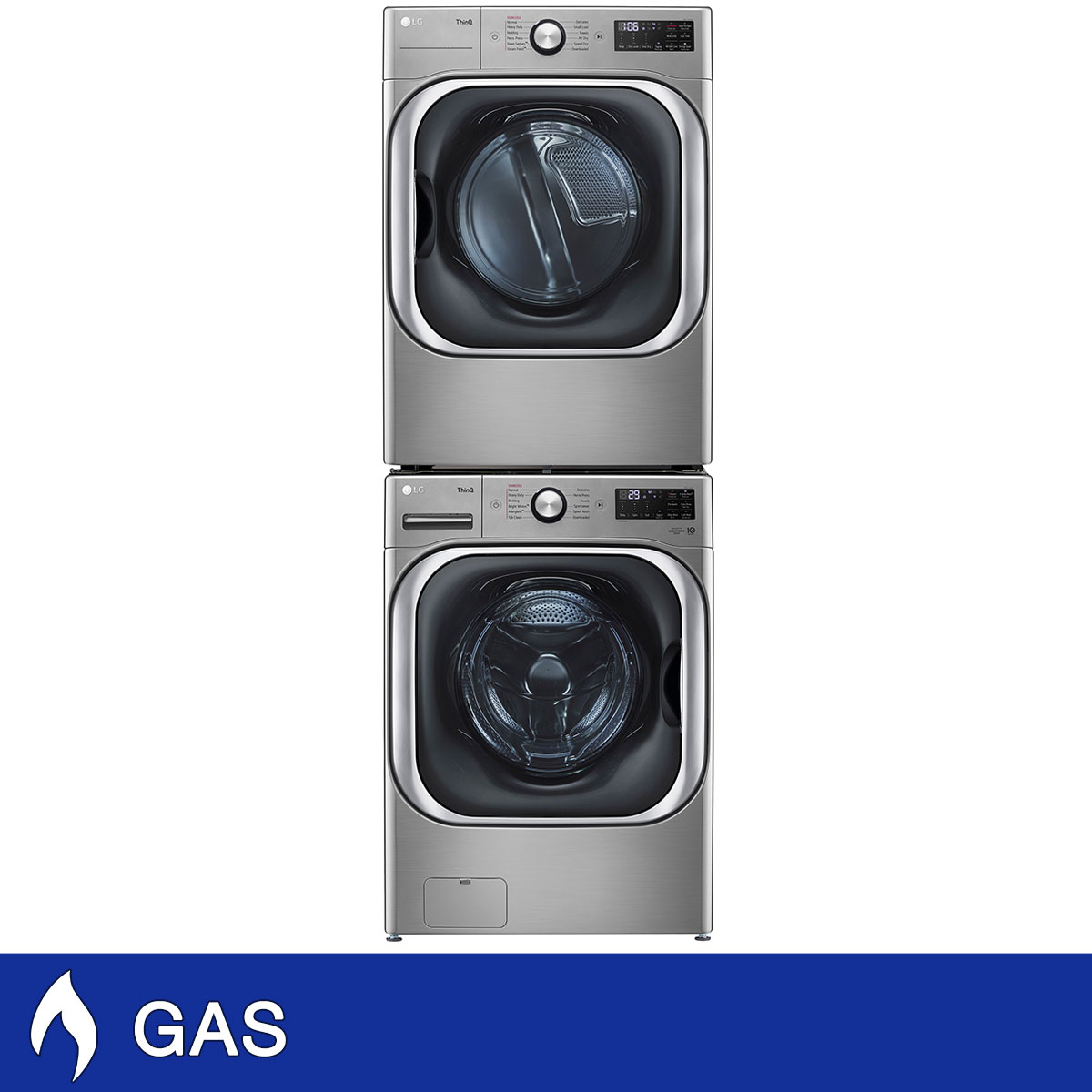 LG 5.2 cu. ft. Front Load Washer with TurboWash and 9.0 cu. ft. GAS Dryer with Built-In Intelligence with Stacking Kit