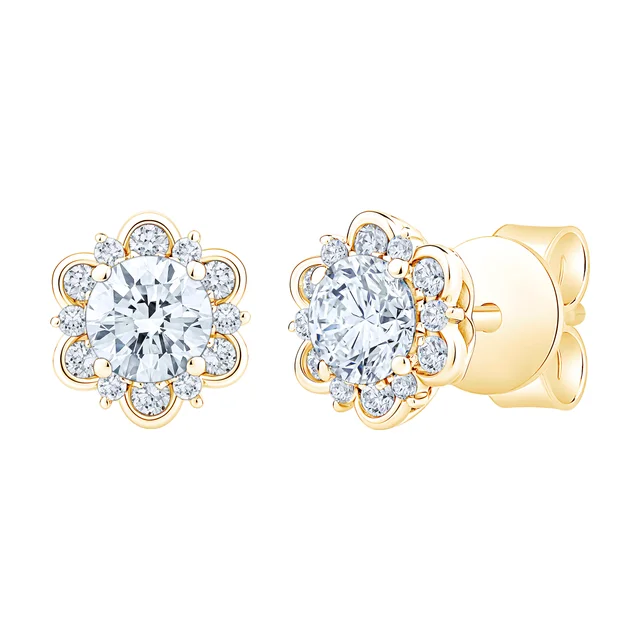 Round Brilliant 0.75 ctw VS2 Clarity, I Color Diamond 14kt Yellow Gold Stud Earrings