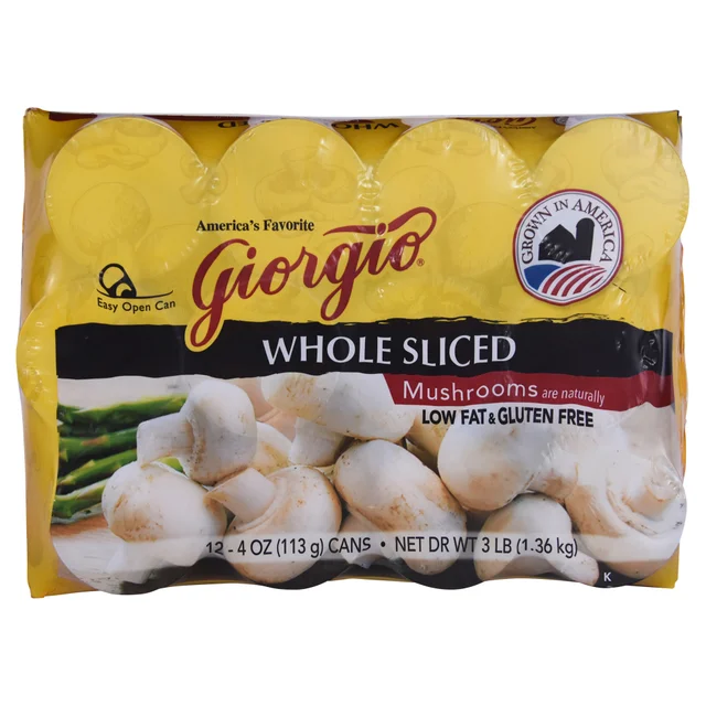 Giorgio Whole Sliced Mushrooms, 4 oz, 12-count