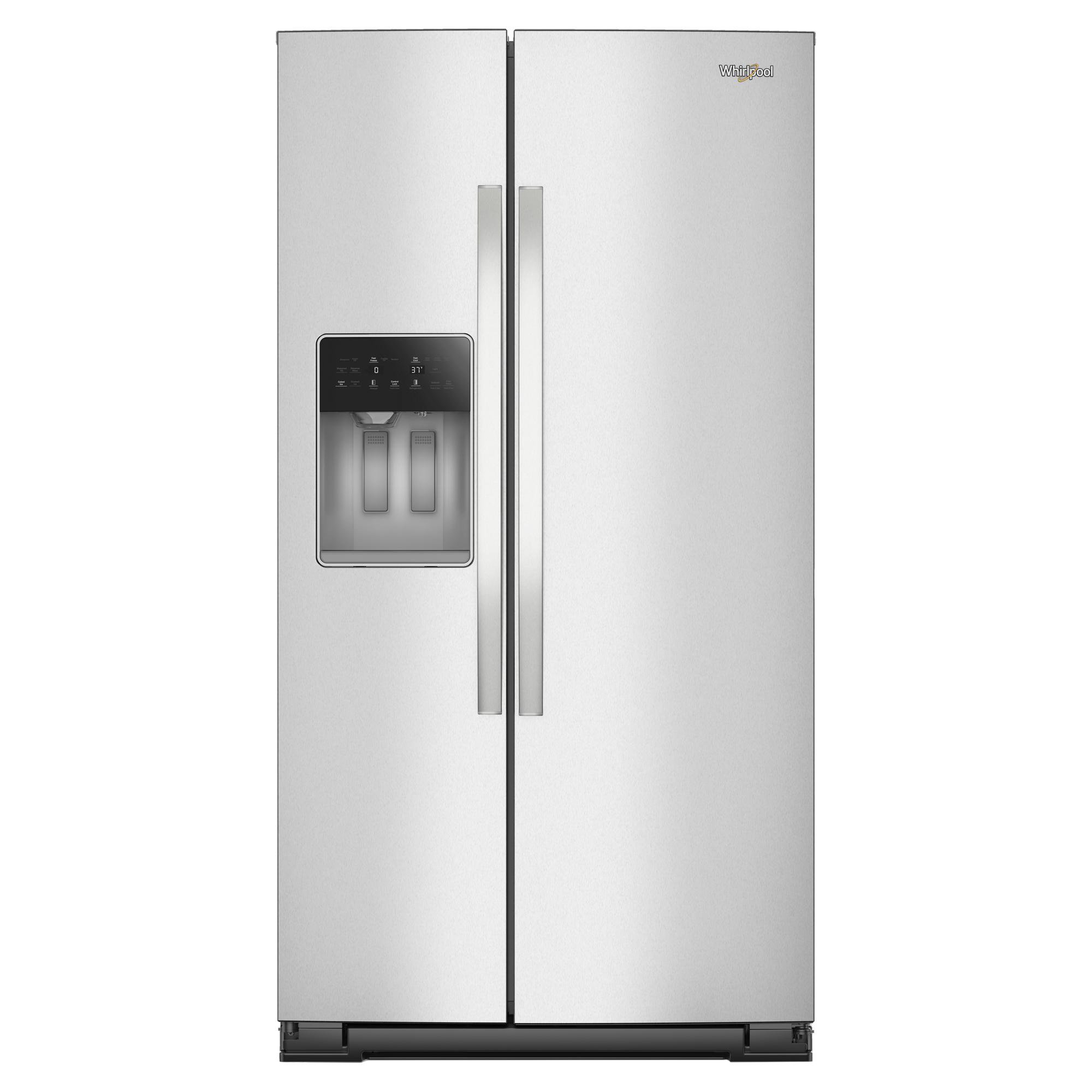 Whirlpool 36 in. 28 cu ft. Stainless Steel Side-by-Side Refrigerator with Exterior Ice and Water Dispenser 