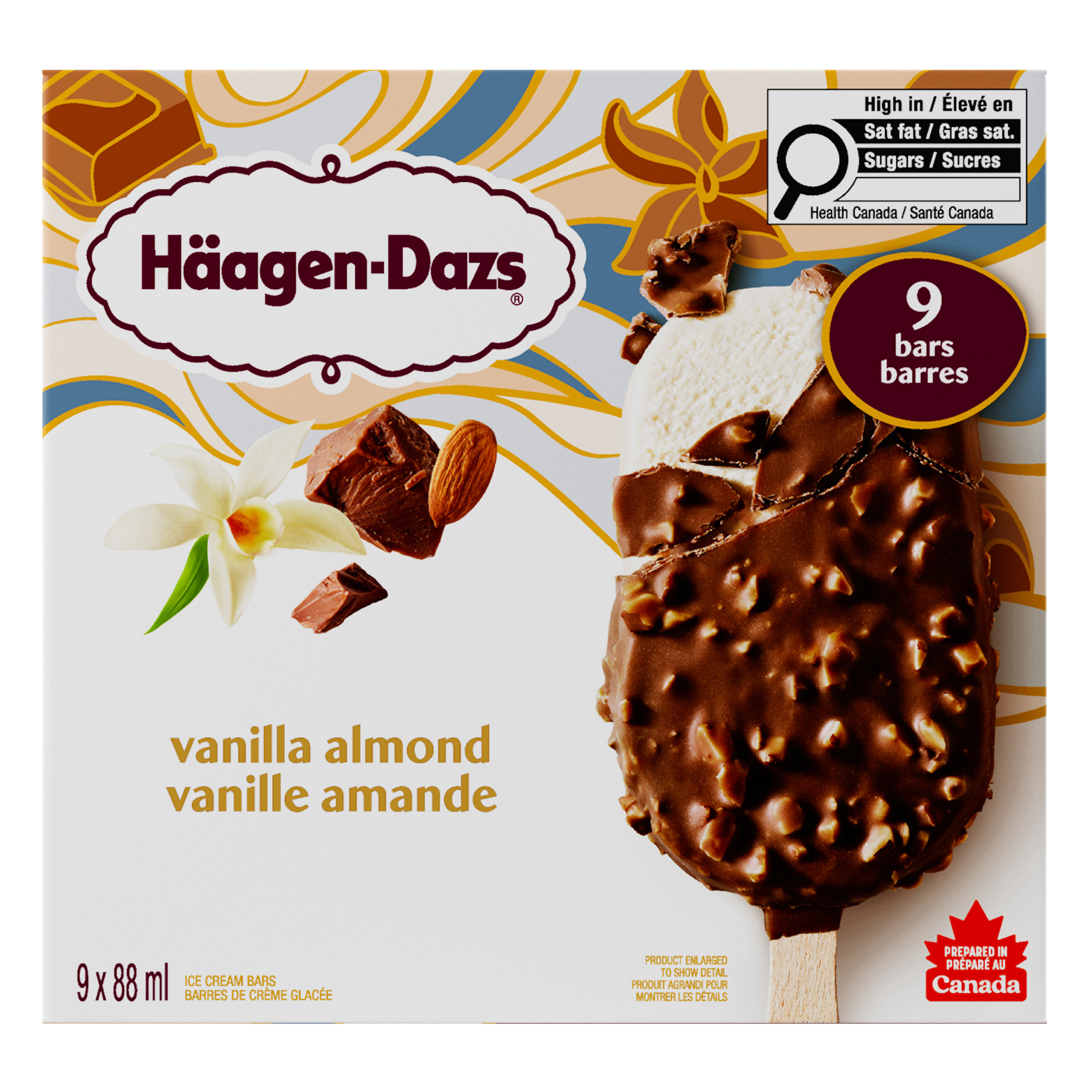 Häagen-Dazs Almond Vanilla Ice Cream Bars, 9 x 88 mL
