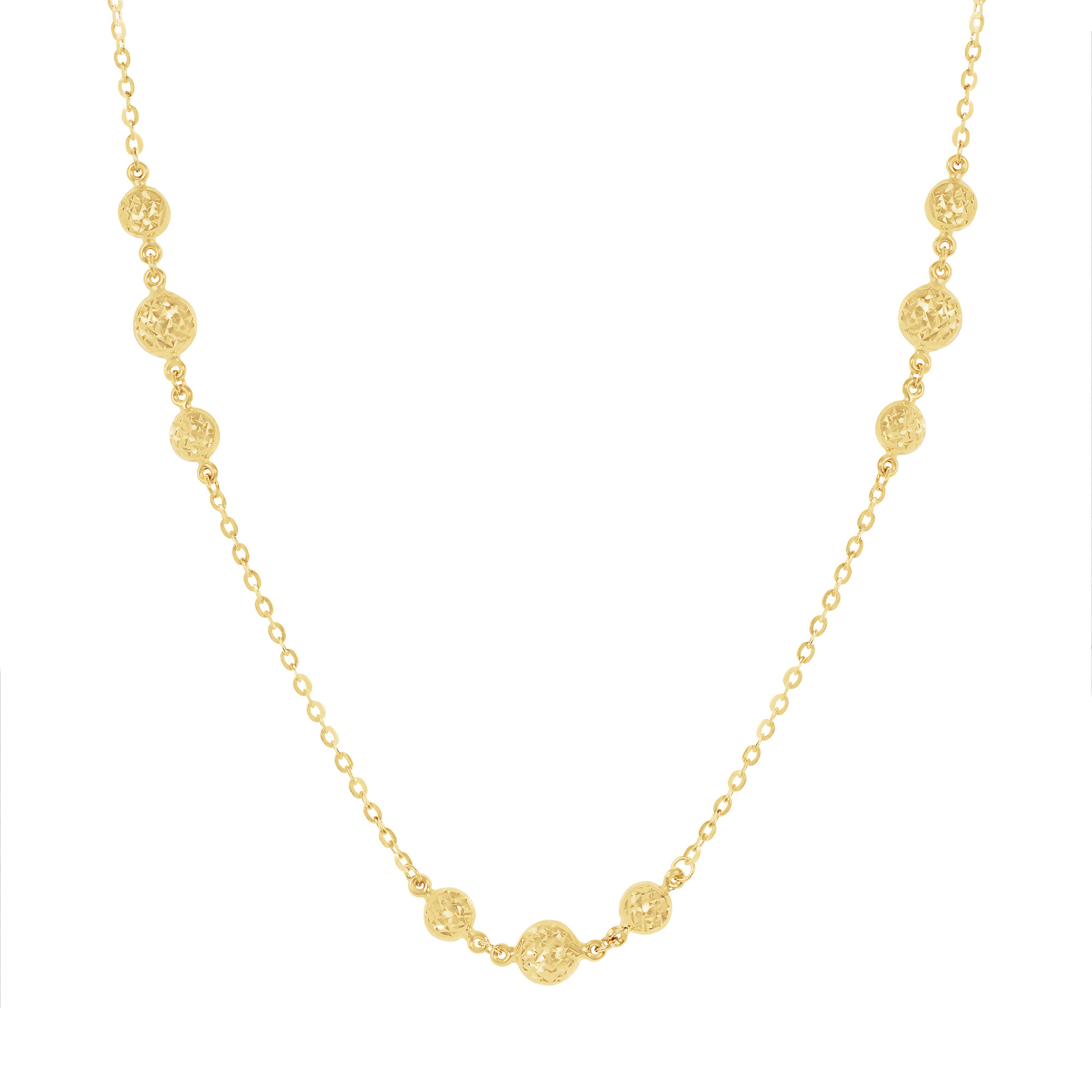 Diamond Cut Graduated Necklace in Yellow Gold