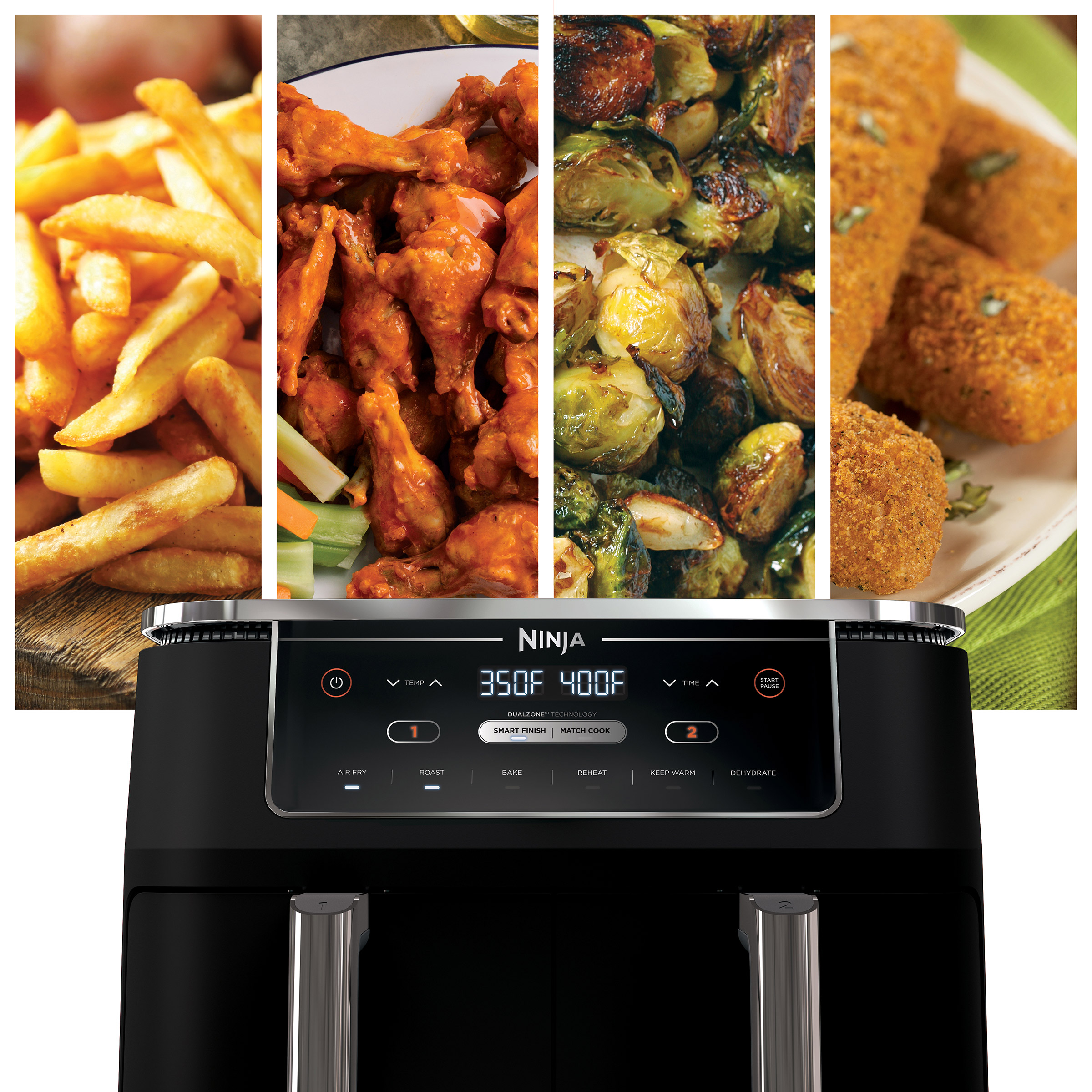 CHIKA　2個セット Ninja Foodi 6-in-1 10-qt. XL 2-Basket Air Fryer with