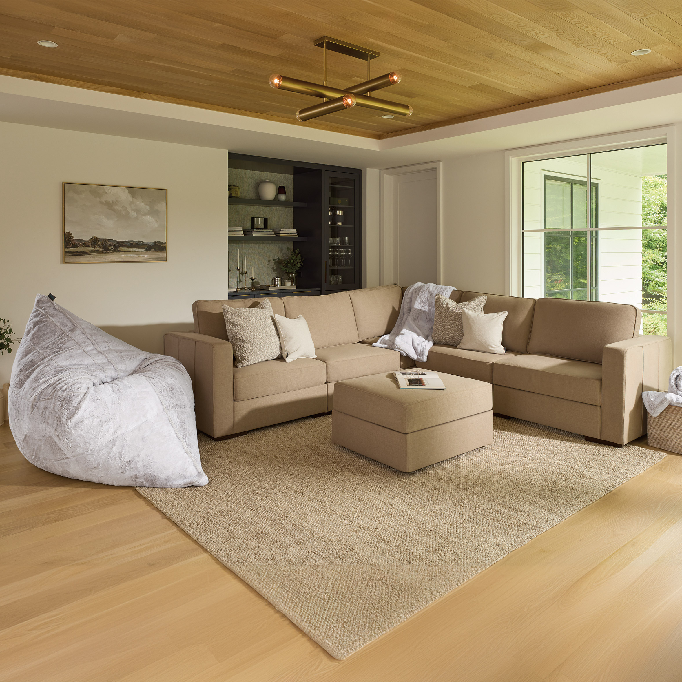 Lovesac Modular Sectional Sofa Bundle 6 Seats/8 Square Sides with Storage  Brushed Weave