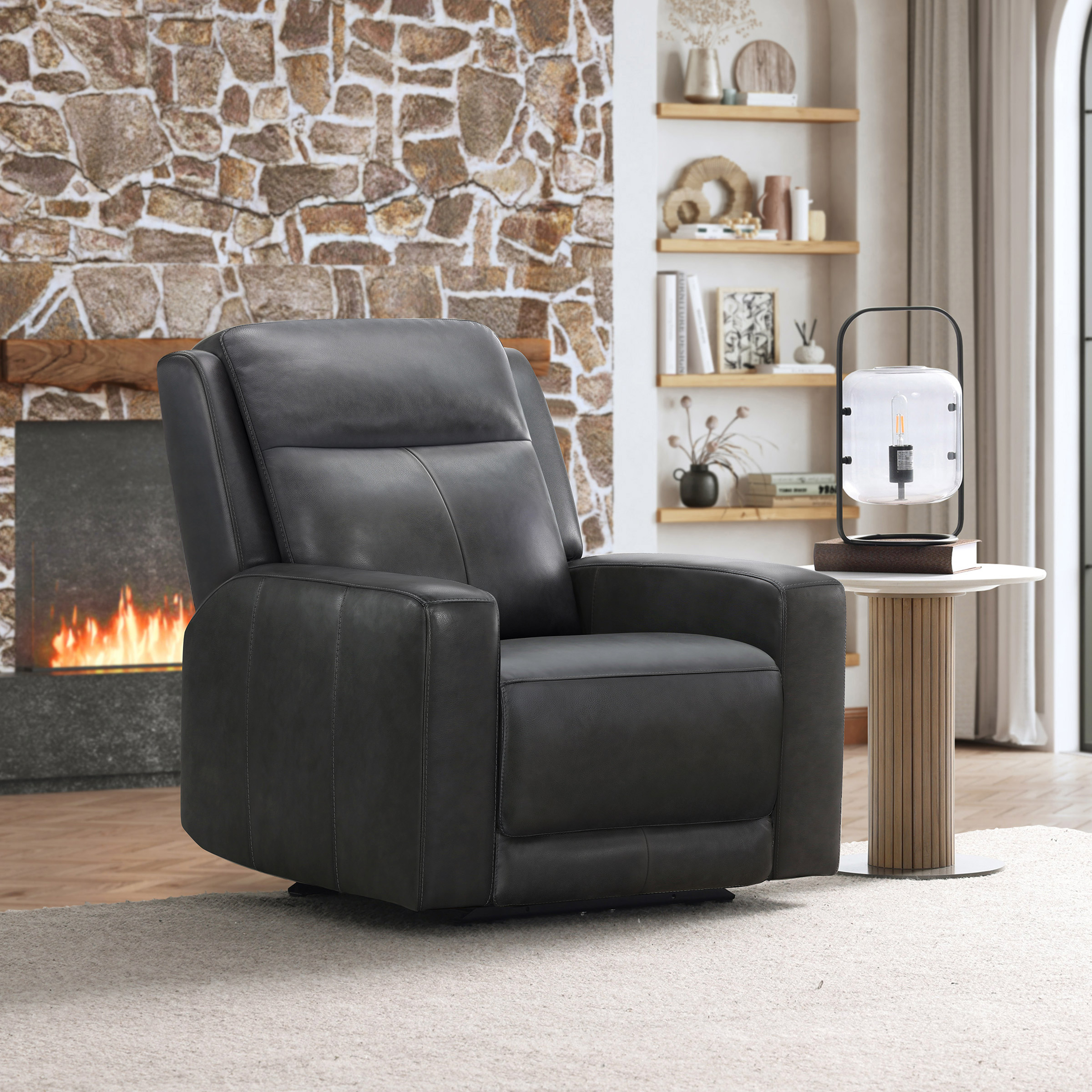 Simon Li – Wren Top-grain Leather Zero Gravity Power Recliner with Power Headrest