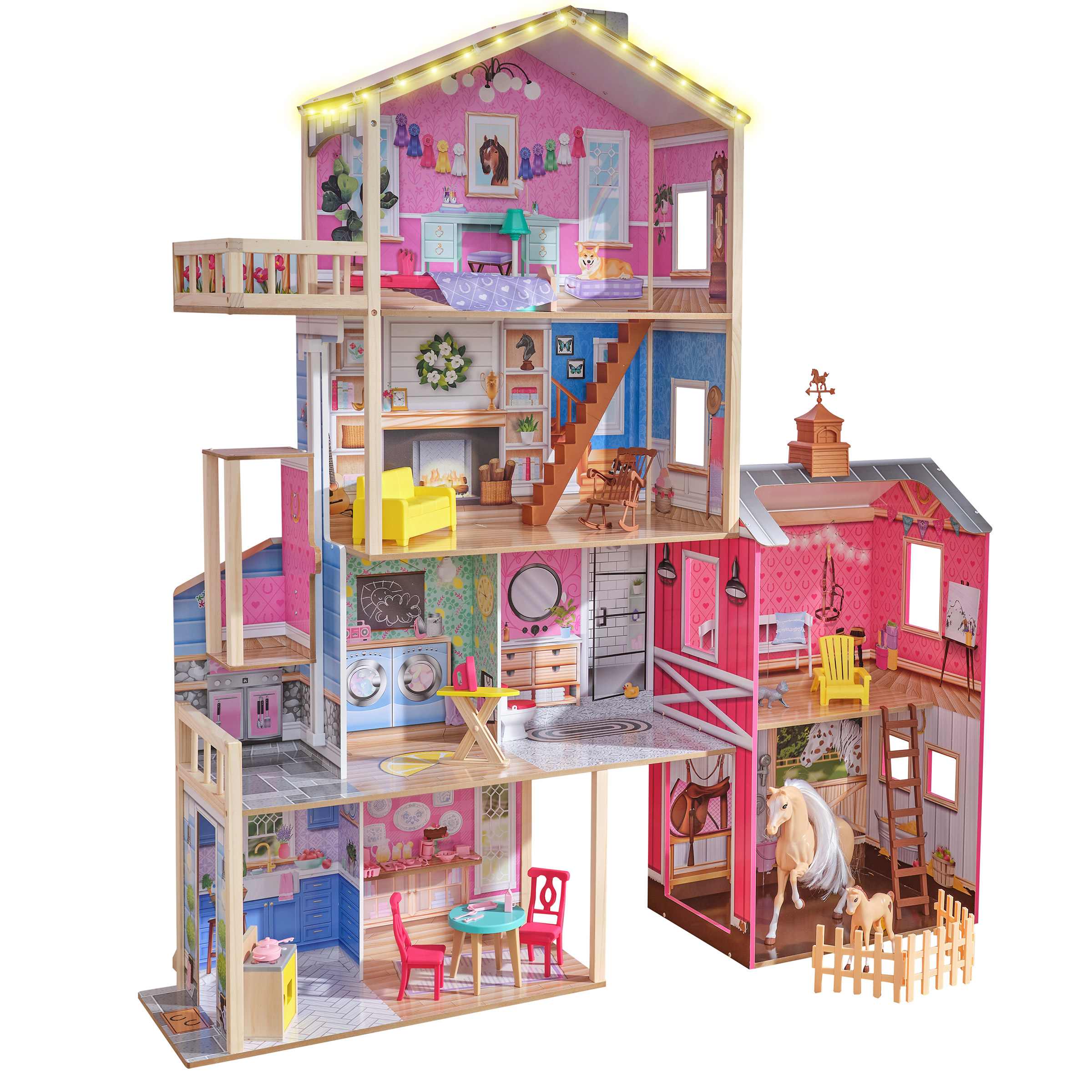 Champion Wood Dollhouse & Horse Barn