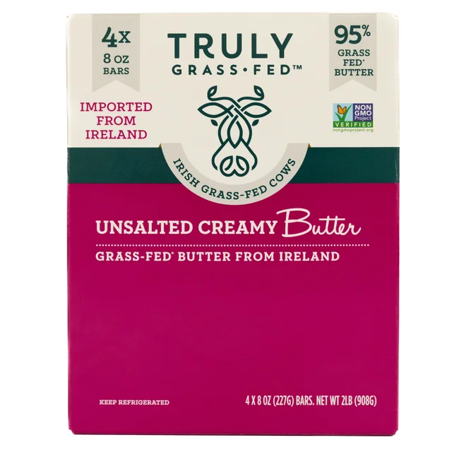 TRULY GRASS-FED IRISH BUTTER UNSALTED 4/8 OZ