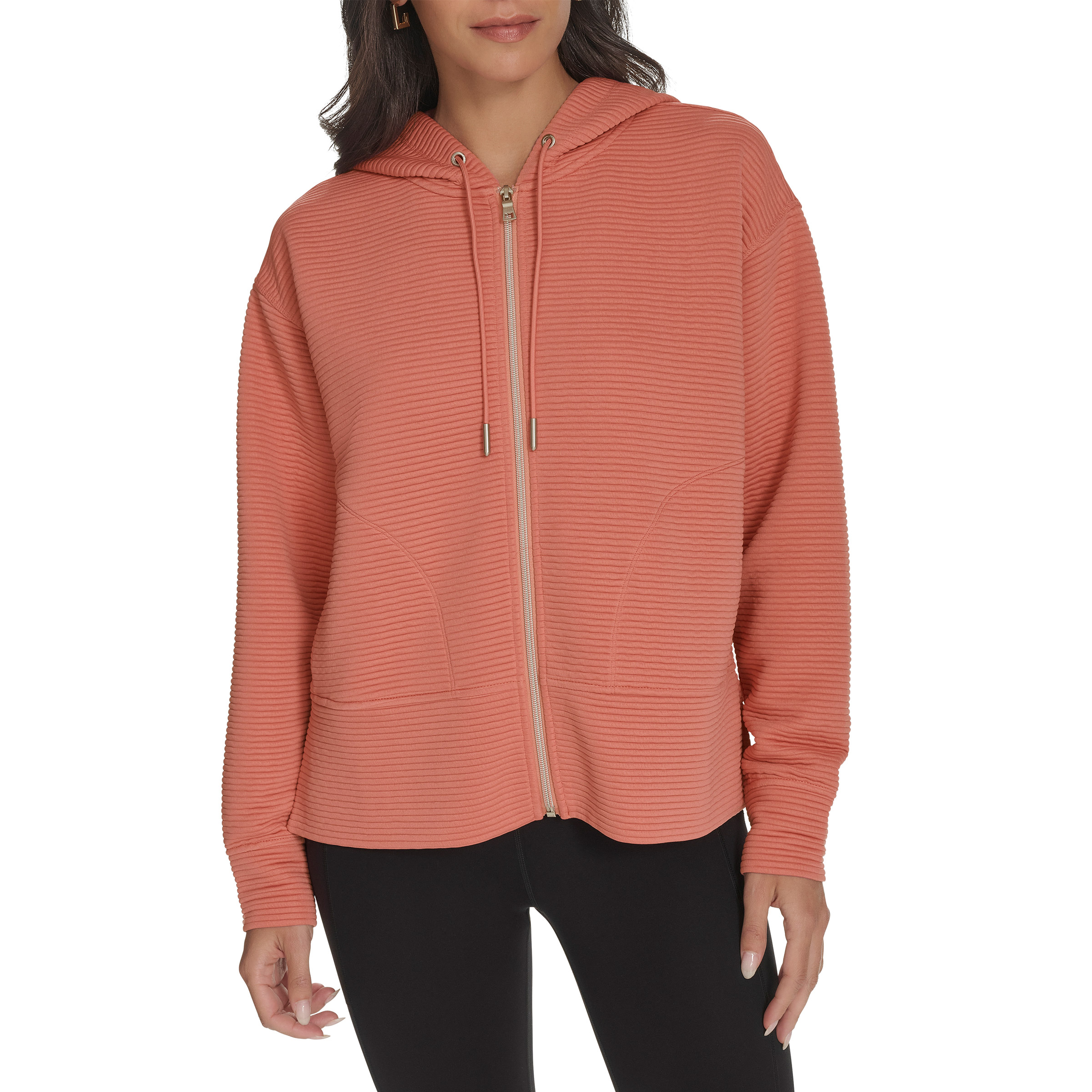 DKNY Jeans Women's Ottoman Rib Full Zip Hoodie