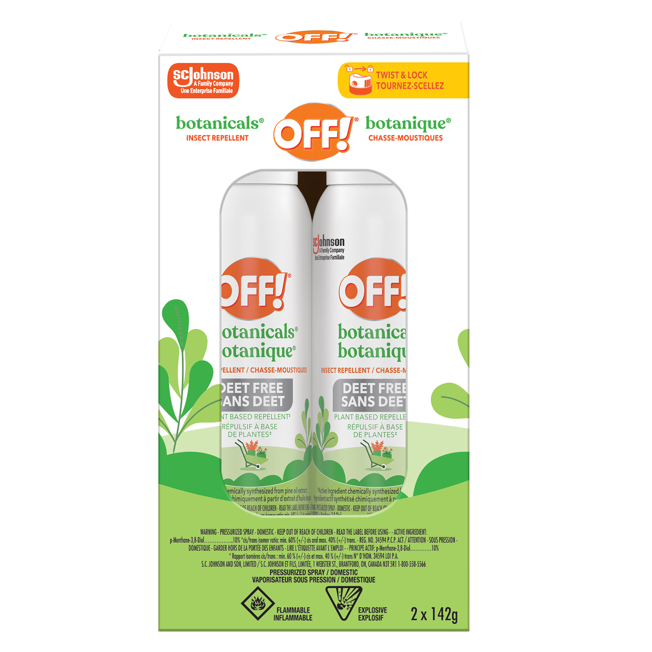 OFF! Botanicals Deet Free Insect Repellent Aerosol, 2 x 142 g