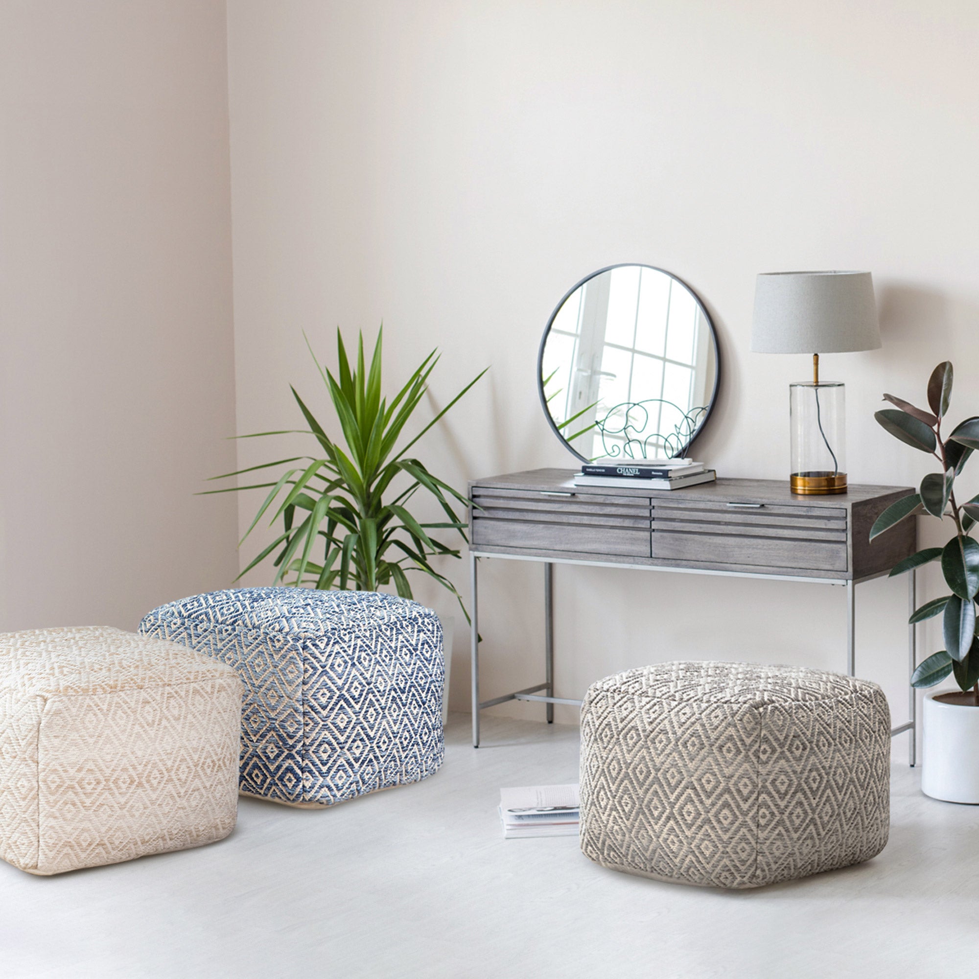 Anji Mountain Woven Diamond Pouf | Costco