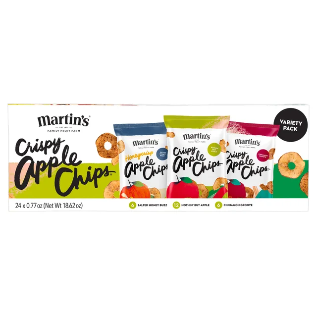 MARTINS APPLE CHIPS VARIETY 24/.77OZ (1.15LBS)