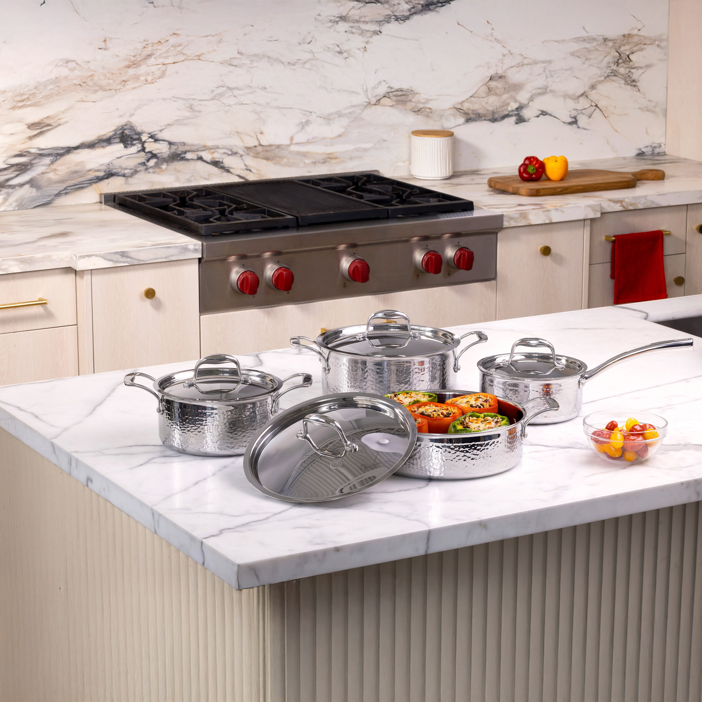 Lagostina Artigiano 3-Ply Clad Hammered Stainless Steel Cookware
