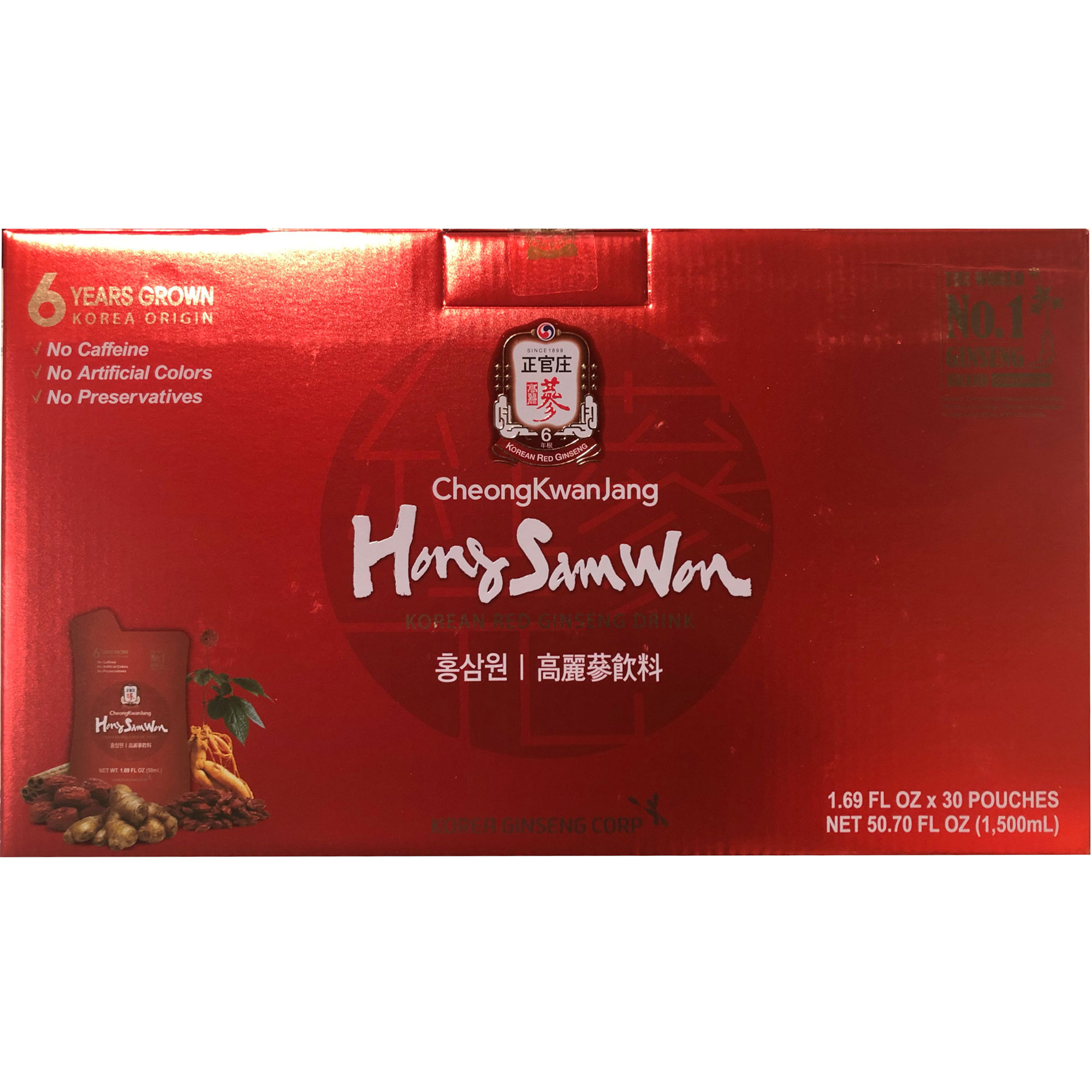 CheongKwanJang Hong Sam Won Red Ginseng Drink  1.69 fl oz  30-Count