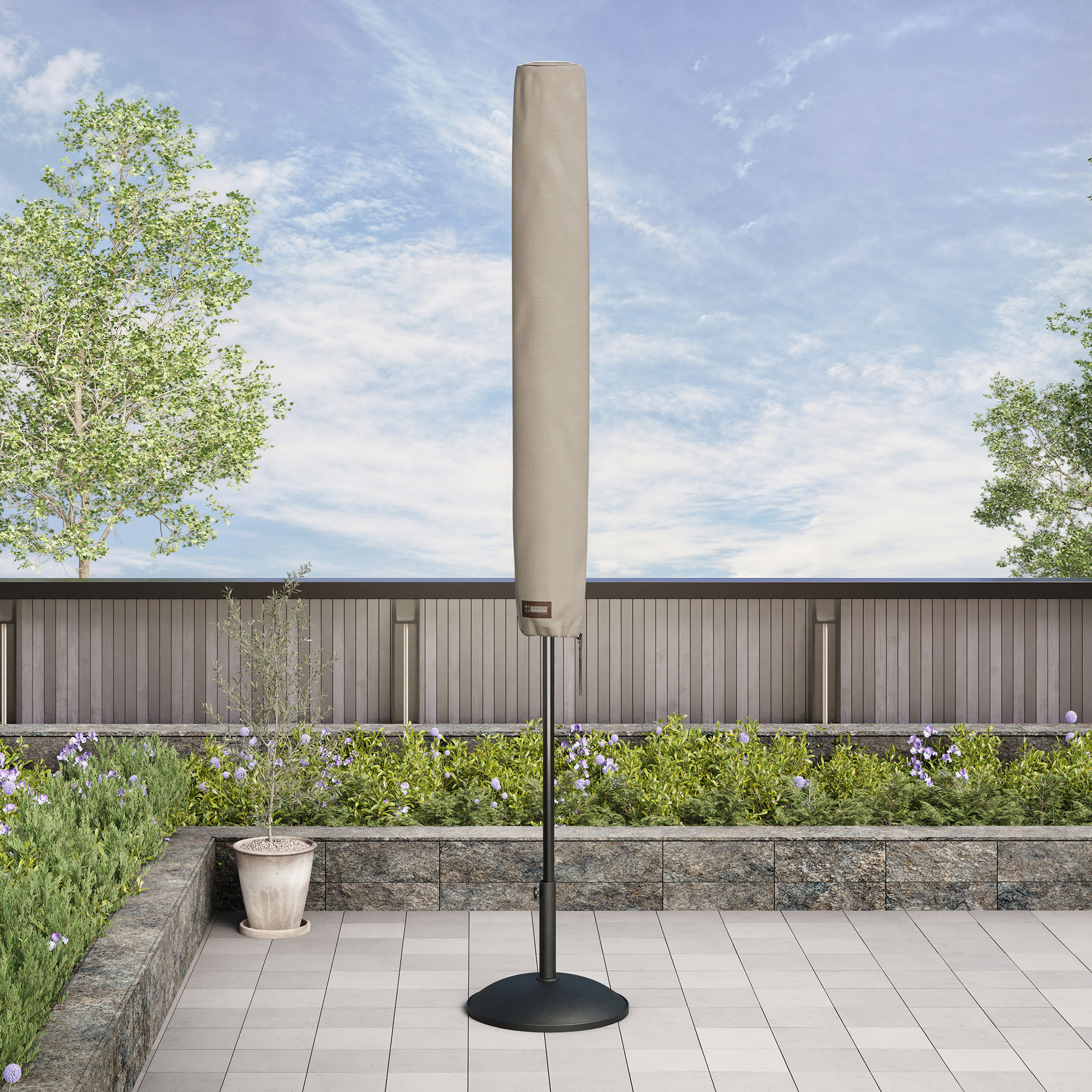 新品Sunvilla 10 'ラウンドソーラーLEDマーケットアンブレラグレー系 Sunvilla 10' Round Solar LED Market Umbrella | Costco