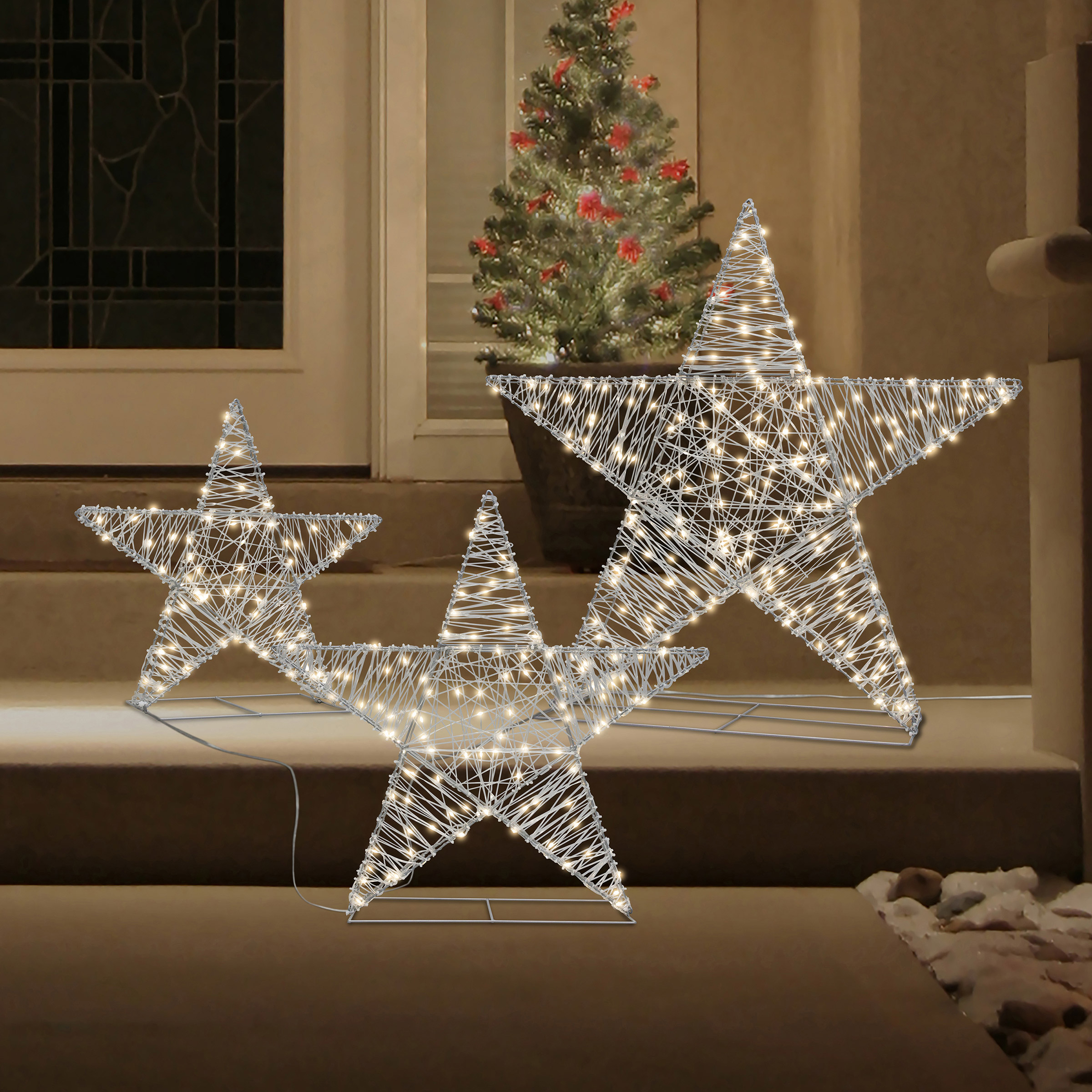 Star Holiday Lights With Stars With LED Lights Set Of 3 | Costco