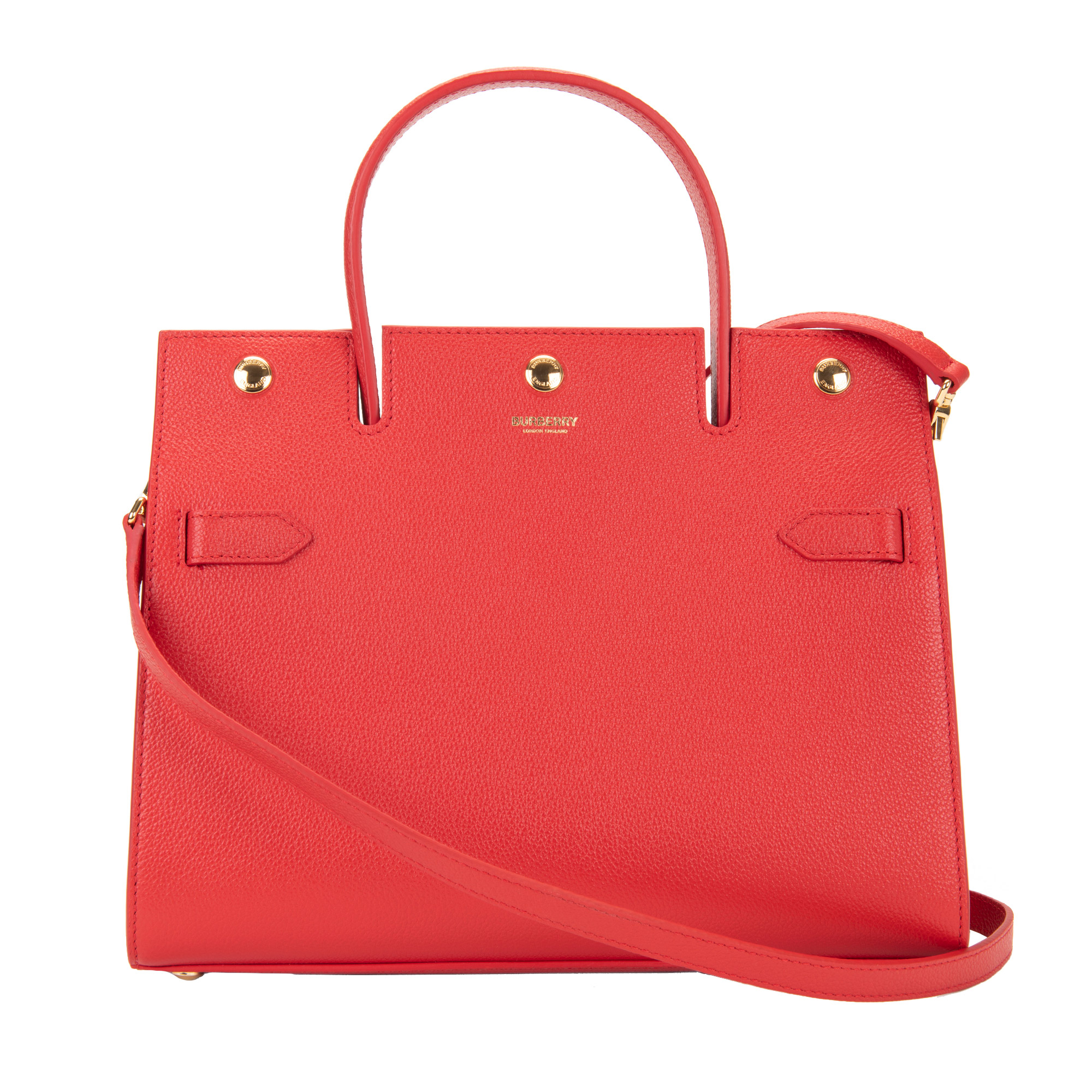 BURBERRY ビジネスバッグ レッド $970 BURBERRY HENLEY RED LOGO EMBOSSED LEATHER FLAP