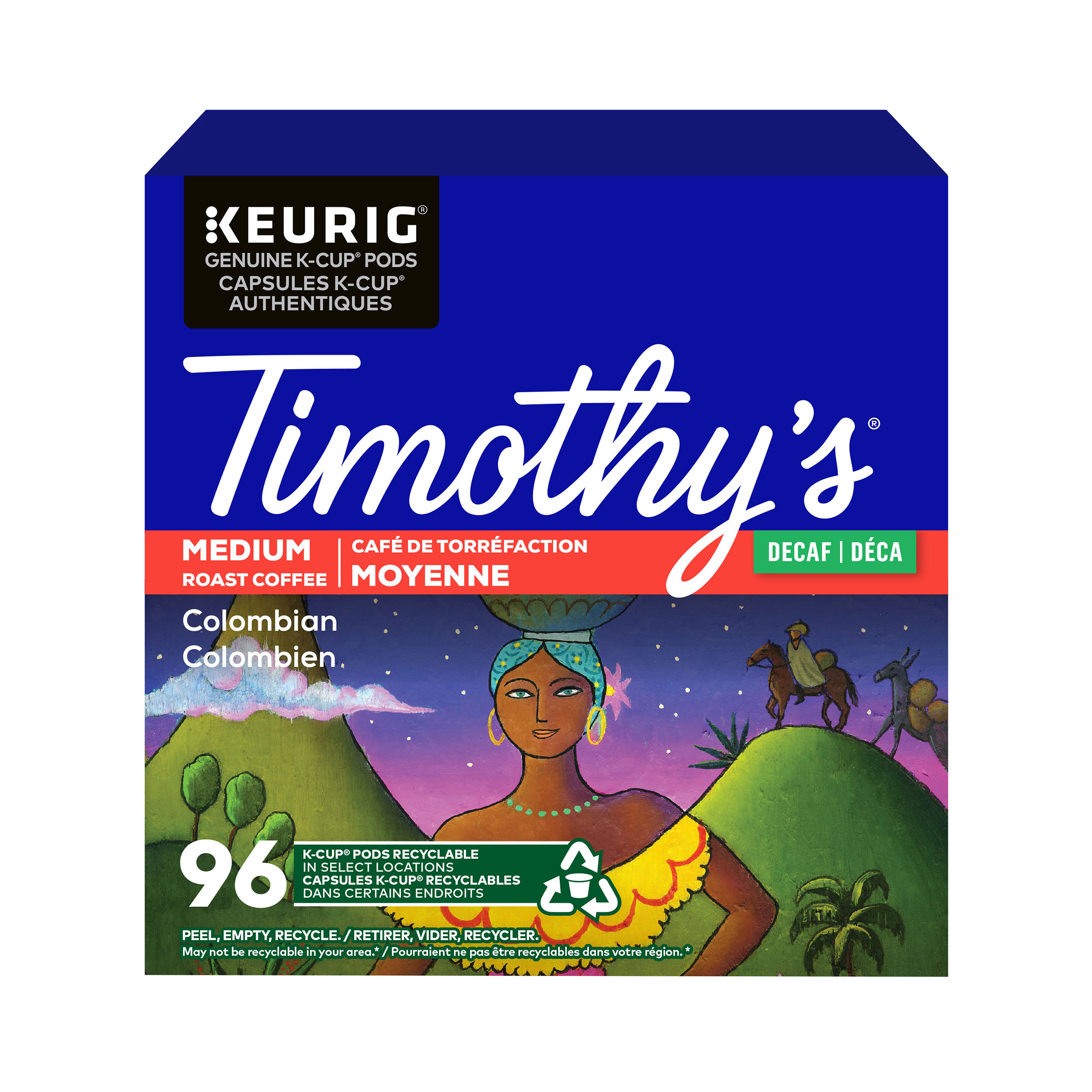 Timothy’s World Coffee Colombian Decaf K-Cup Pods, 96-count