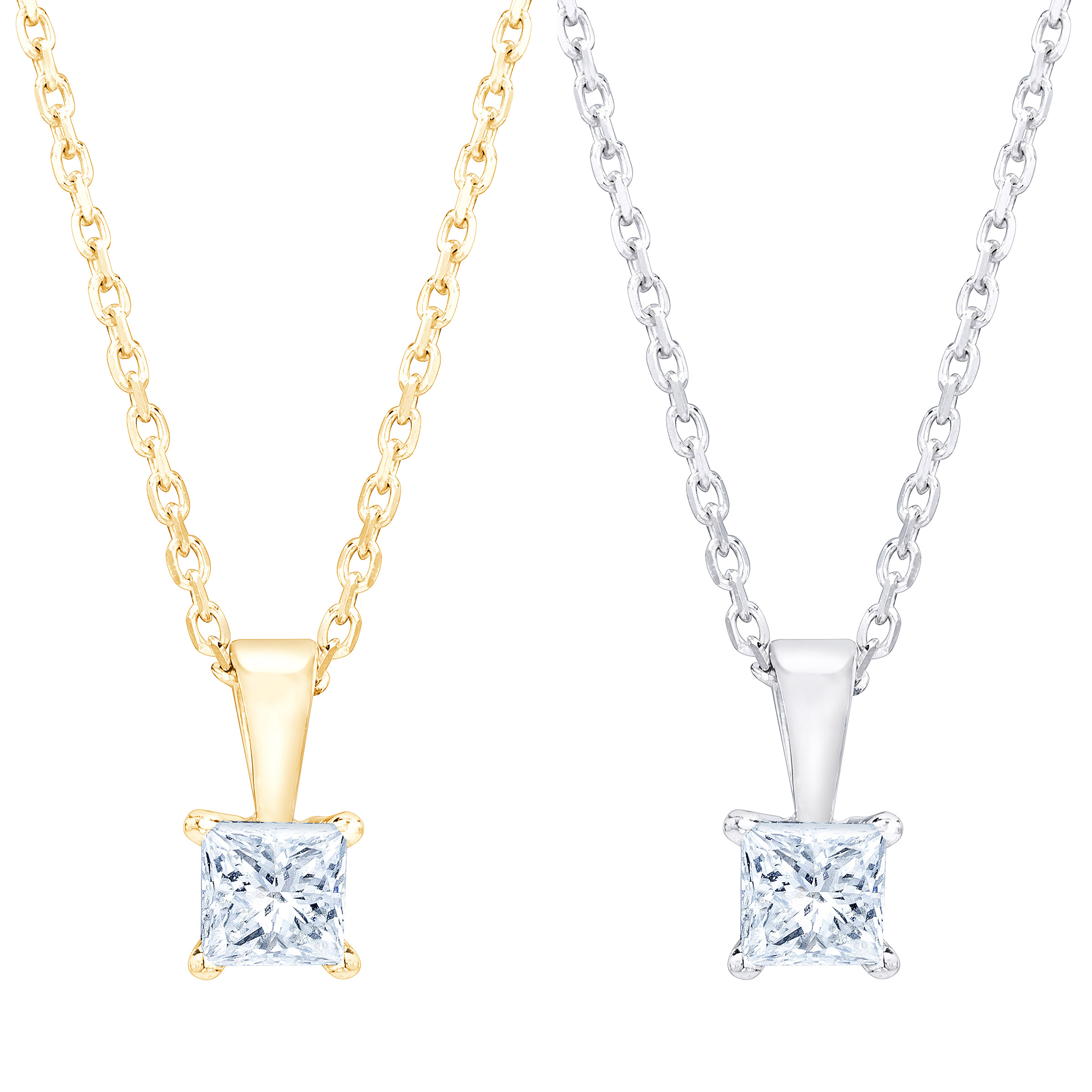 Princess Cut Diamond Solitaire Pendant (0.90 ct)