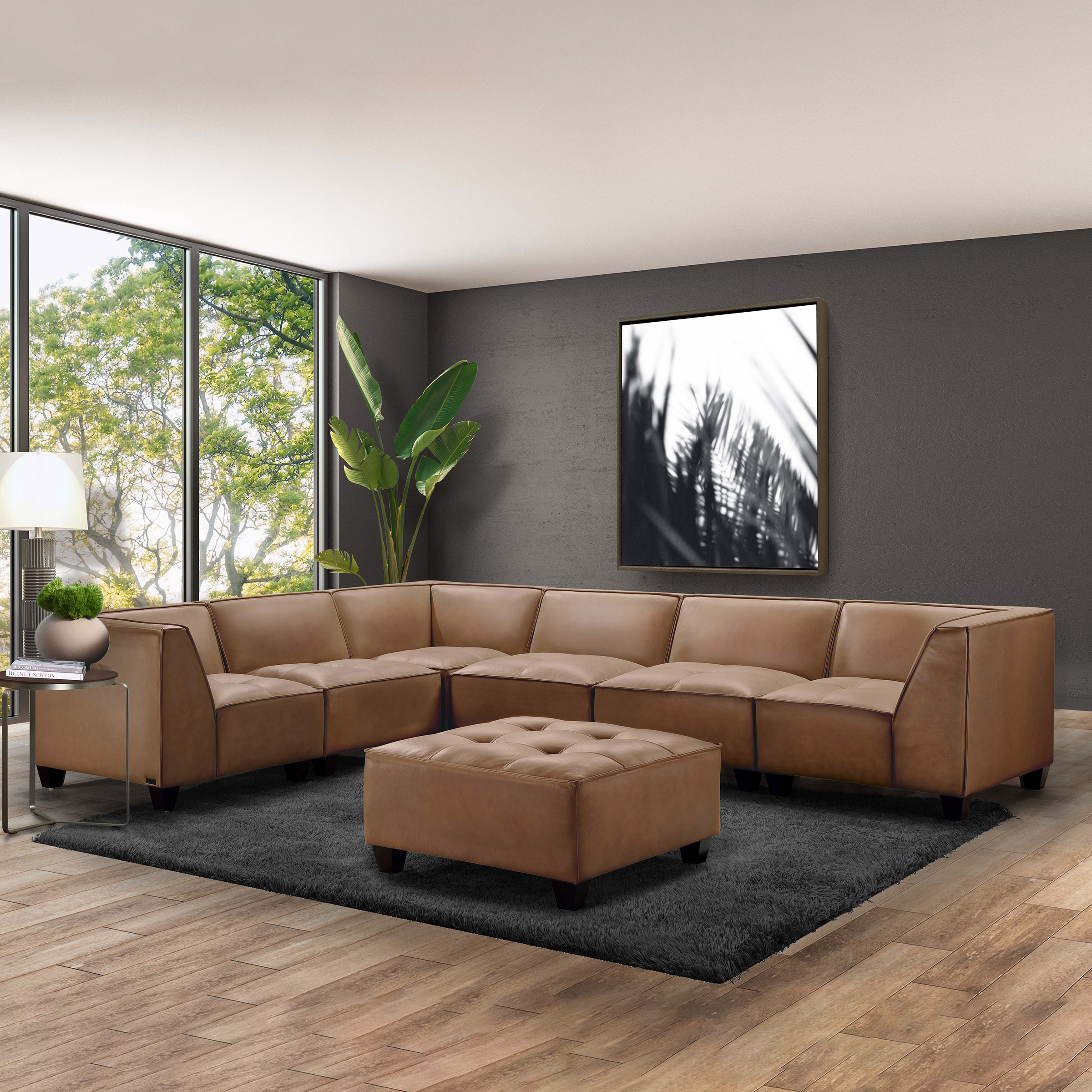 Wallingford 7-piece Leather Modular Sectional with Ottoman | Costco