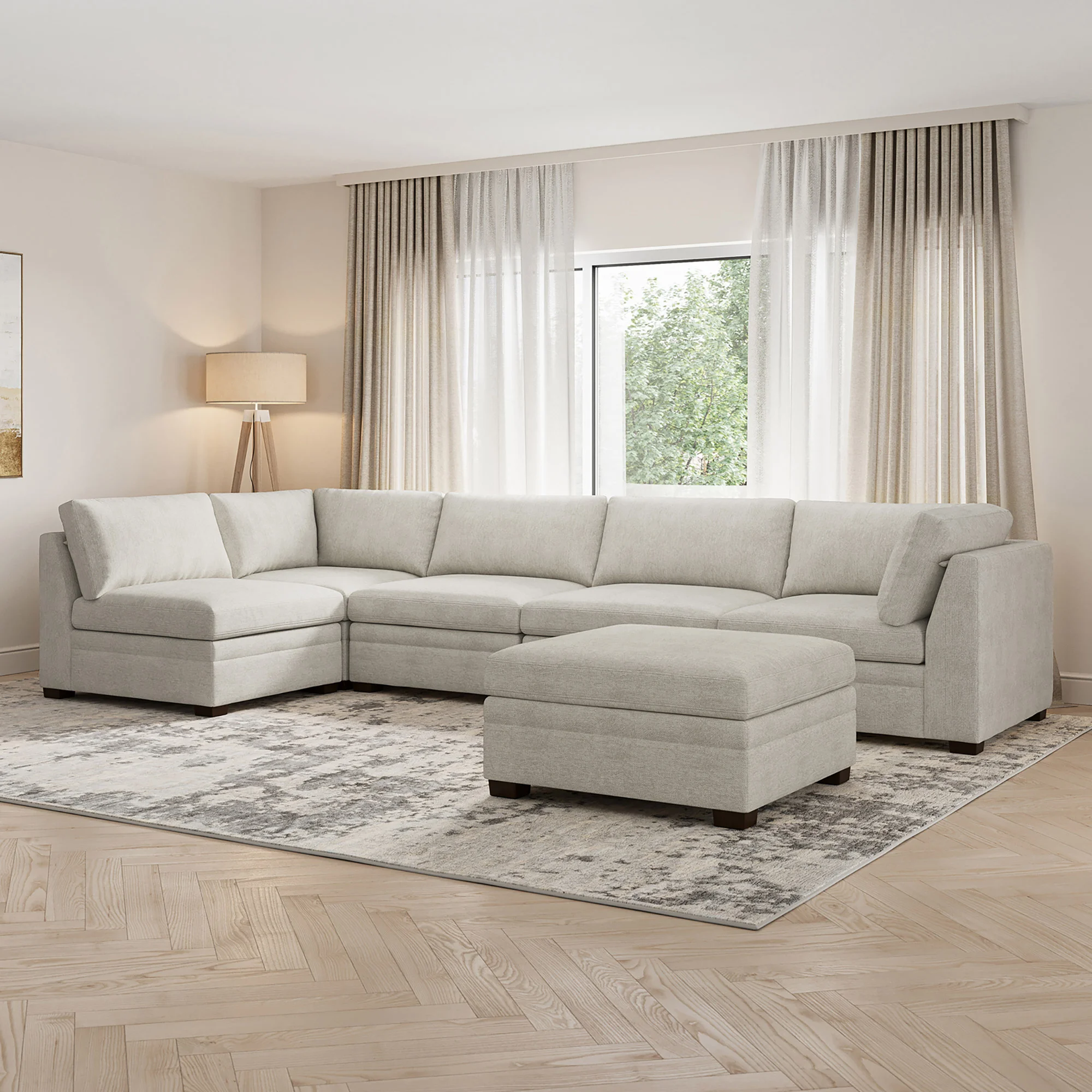 Thomasville Tisdale Modular Sectional 6-piece Taupe with Storage