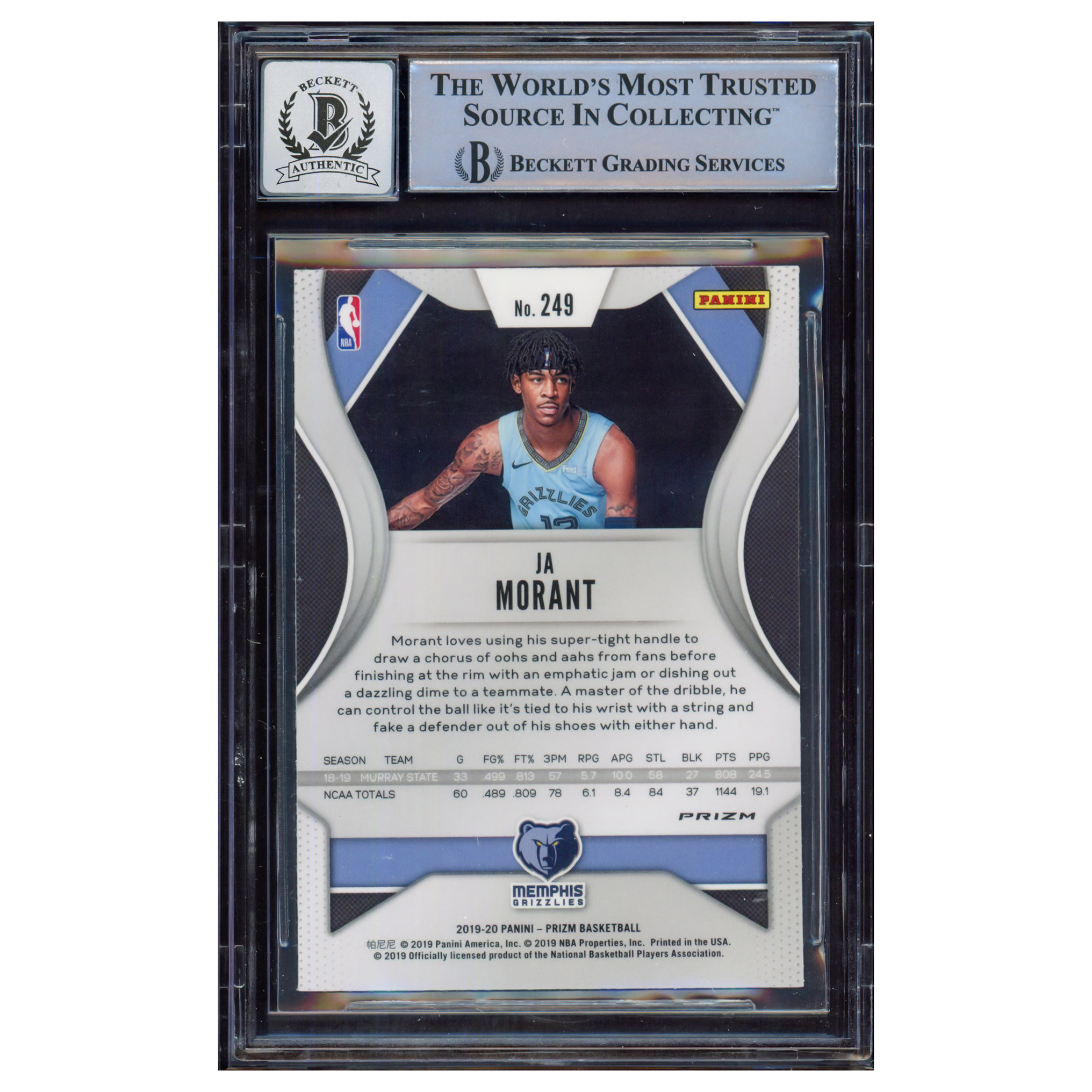 Ja Morant Autographed 2019-20 Panini Prizms Red White & Blue