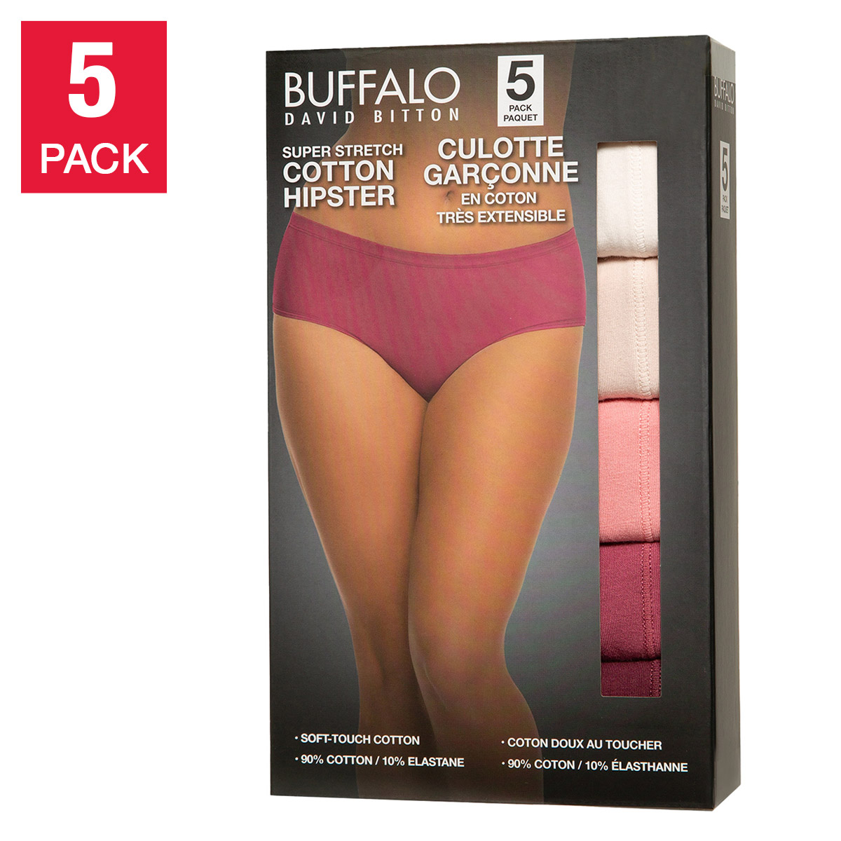 Buffalo Women's Cotton Hipster Briefs, 5-pack