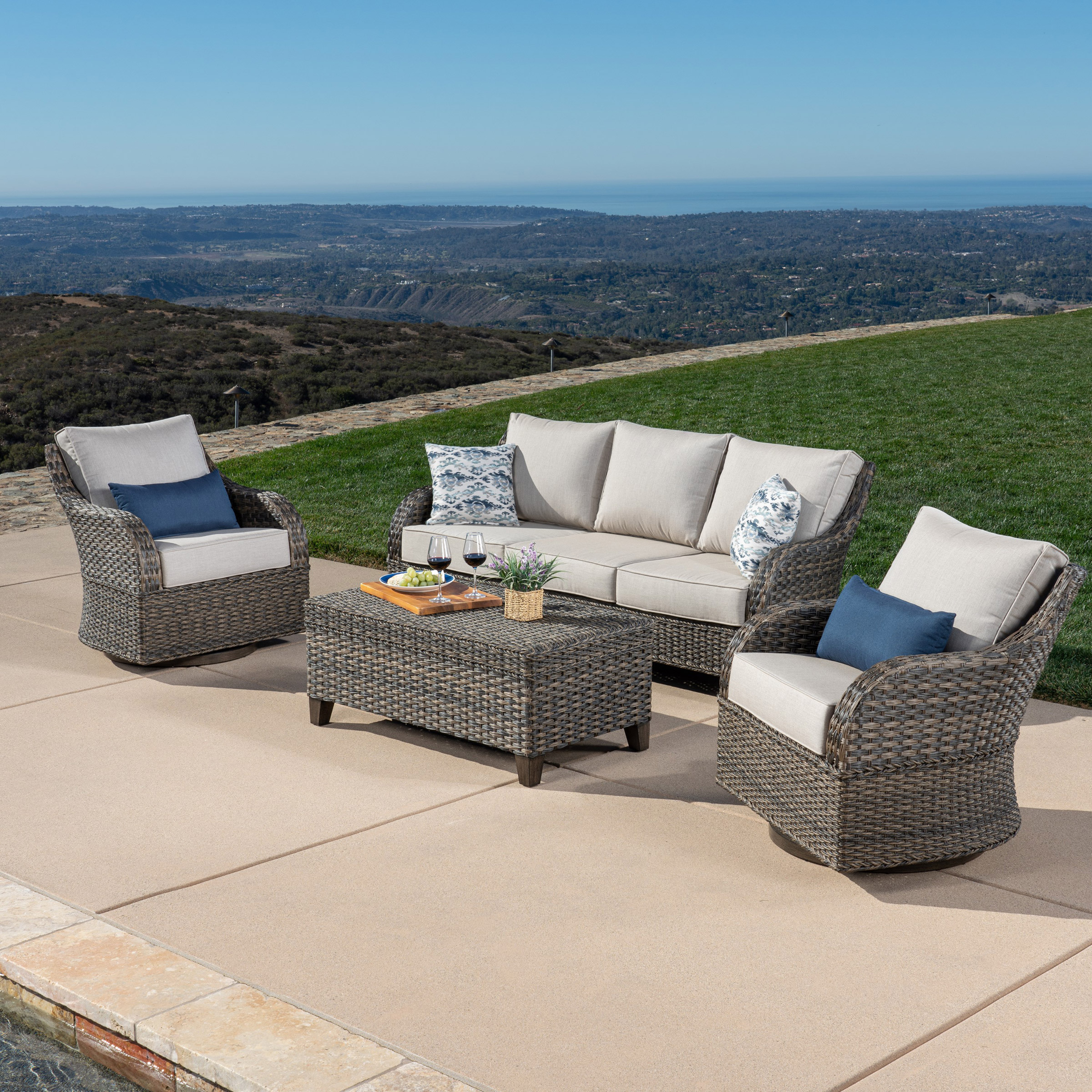 Grand Leisure Westlake 4-piece Outdoor Patio Swivel Seating Set