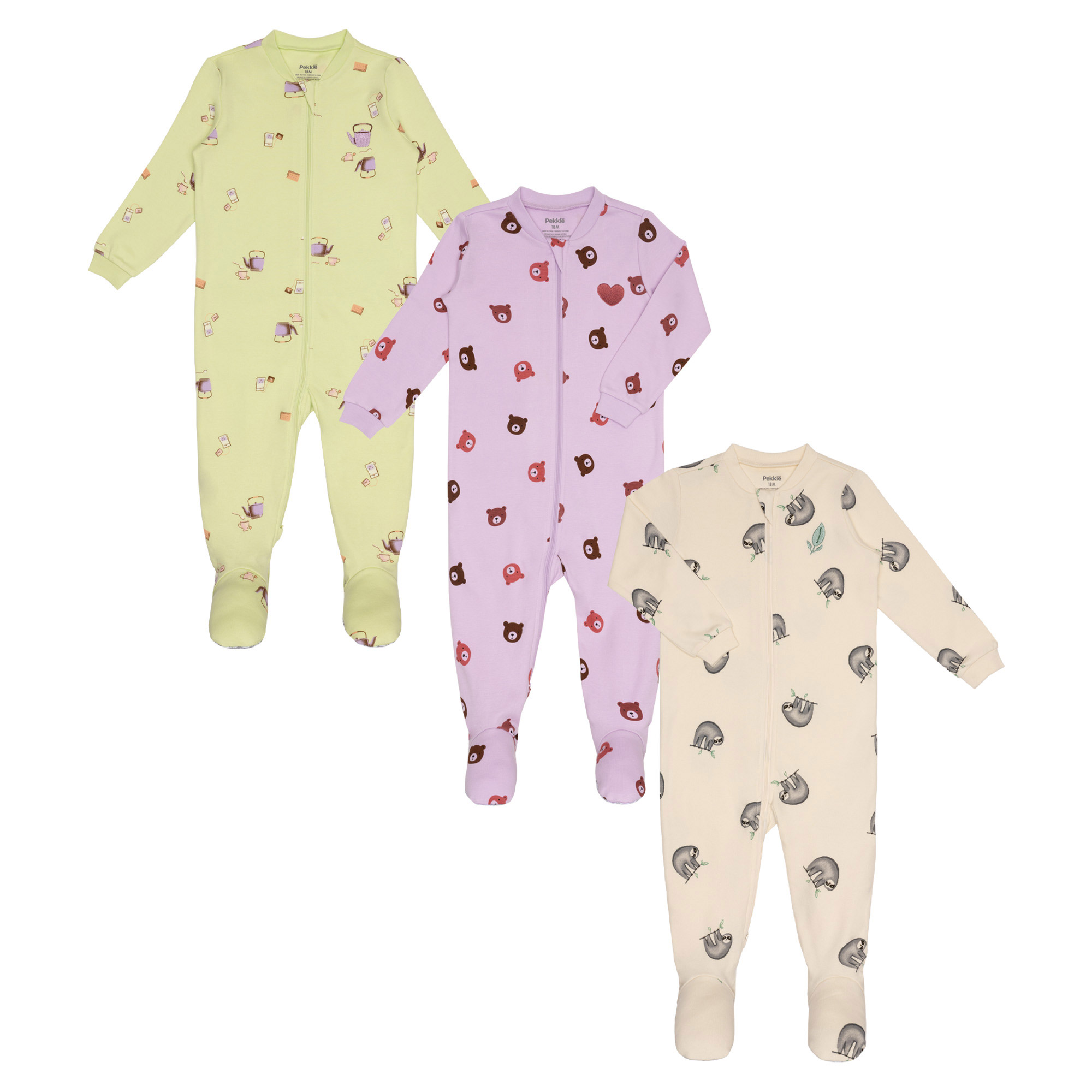 Pekkle Infant Organic Cotton Sleeper, 3-pack