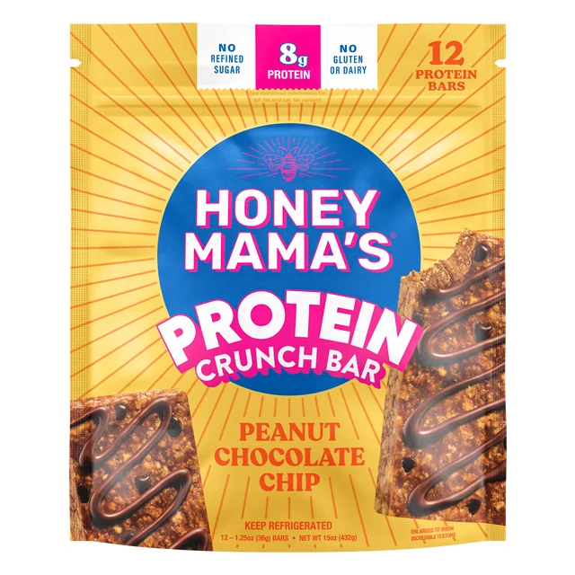 HONEY MAMA'S PEANUT CHOCOLATE CHIP PROTEIN BAR 12 CT