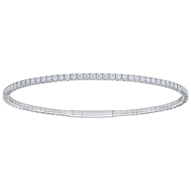 14KT WHITE GOLD VS2 G 2.00CTW ROUND DIAMOND BANGLE BRACELET