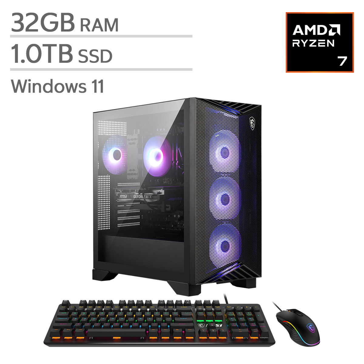 MSI Aegis Z2 Gaming Desktop, AMD Ryzen 7 8700F - 32GB RAM, 1TB SSD, 12GB NVIDIA GeForce RTX 5070
