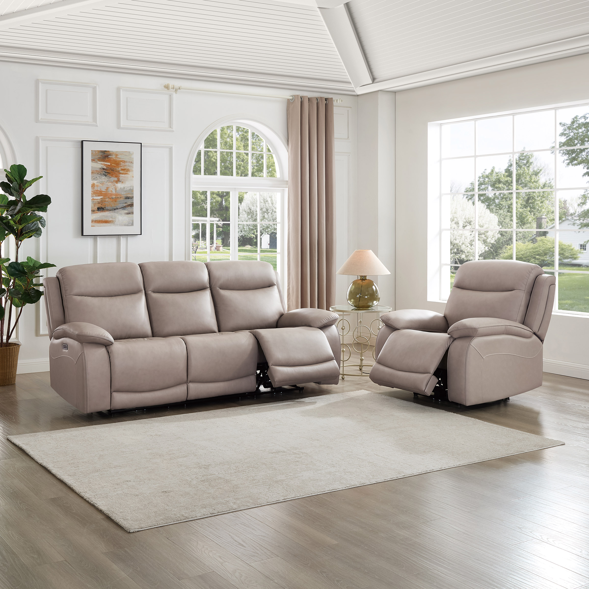 Prospera Home Jackson Top Grain Leather Power Reclining Sofa and Chair