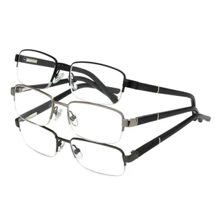 Design Optics by Foster Grant Lyden, +1.50, Semi- Rimless Rectangular Reading Glasses, 3-Pack