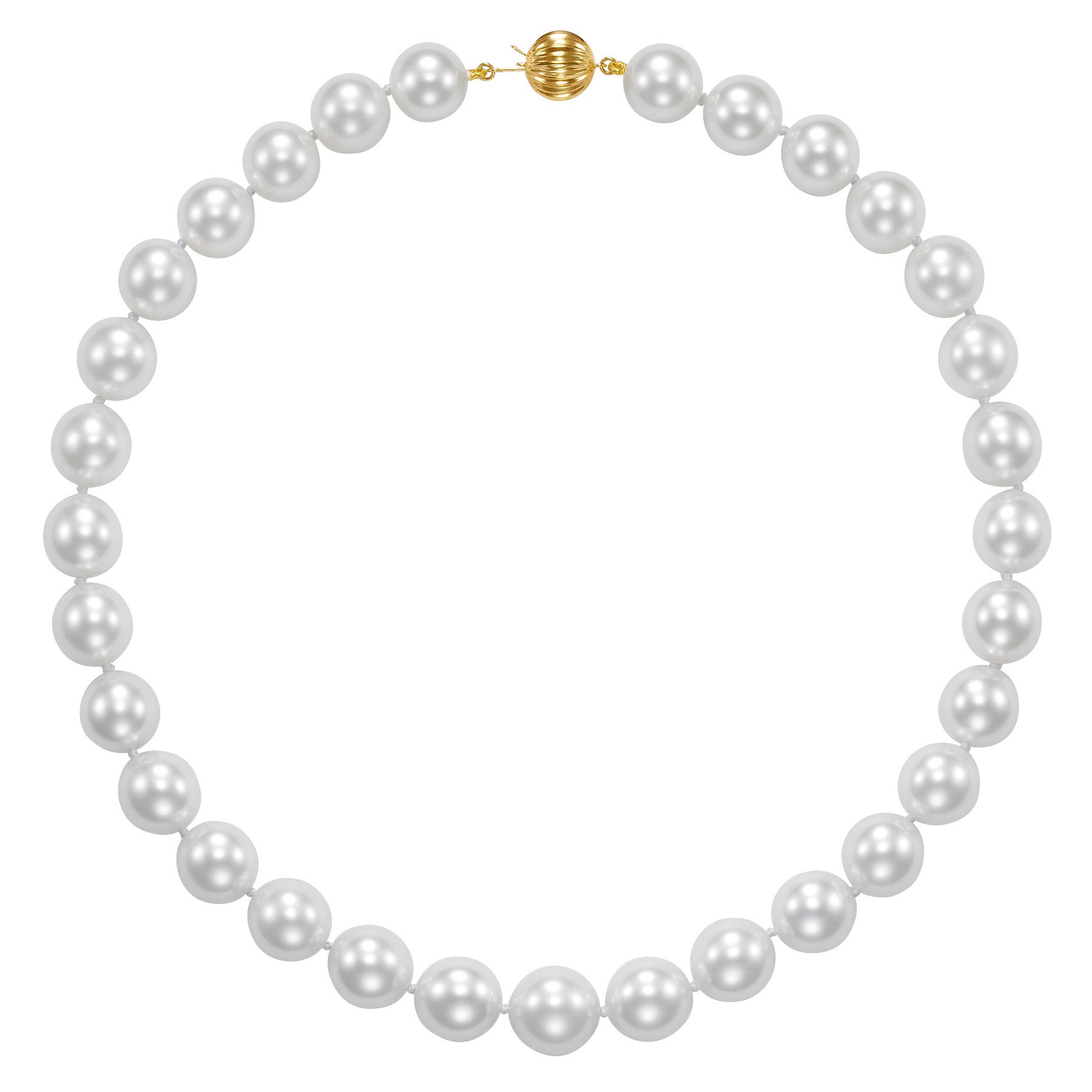 South Sea Cultured 13-15.6mm White Pearl Strand With 18kt Yellow