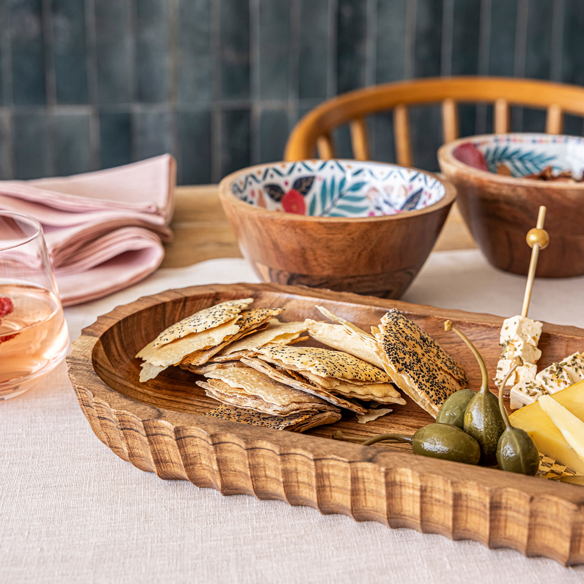 over&back Spring Garden 4-piece Acacia Serving Set by Jess Phoenix