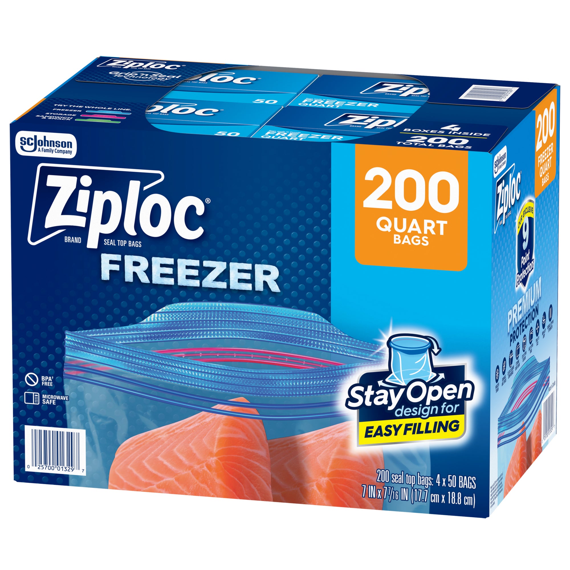 Ziploc Grip 'n Seal Freezer Bags, Quart, 200 ct | Costco